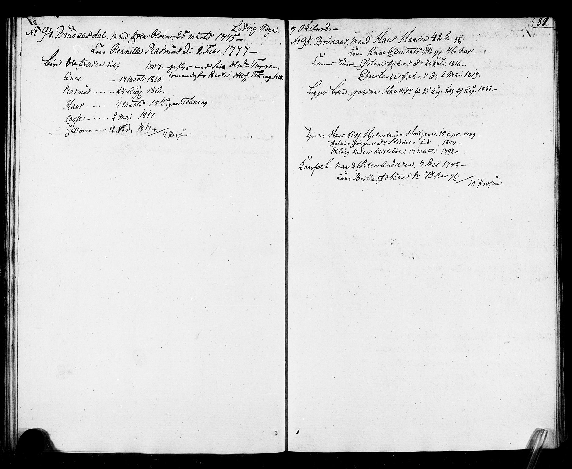 , Census 1825 for Lavik, 1825, p. 33