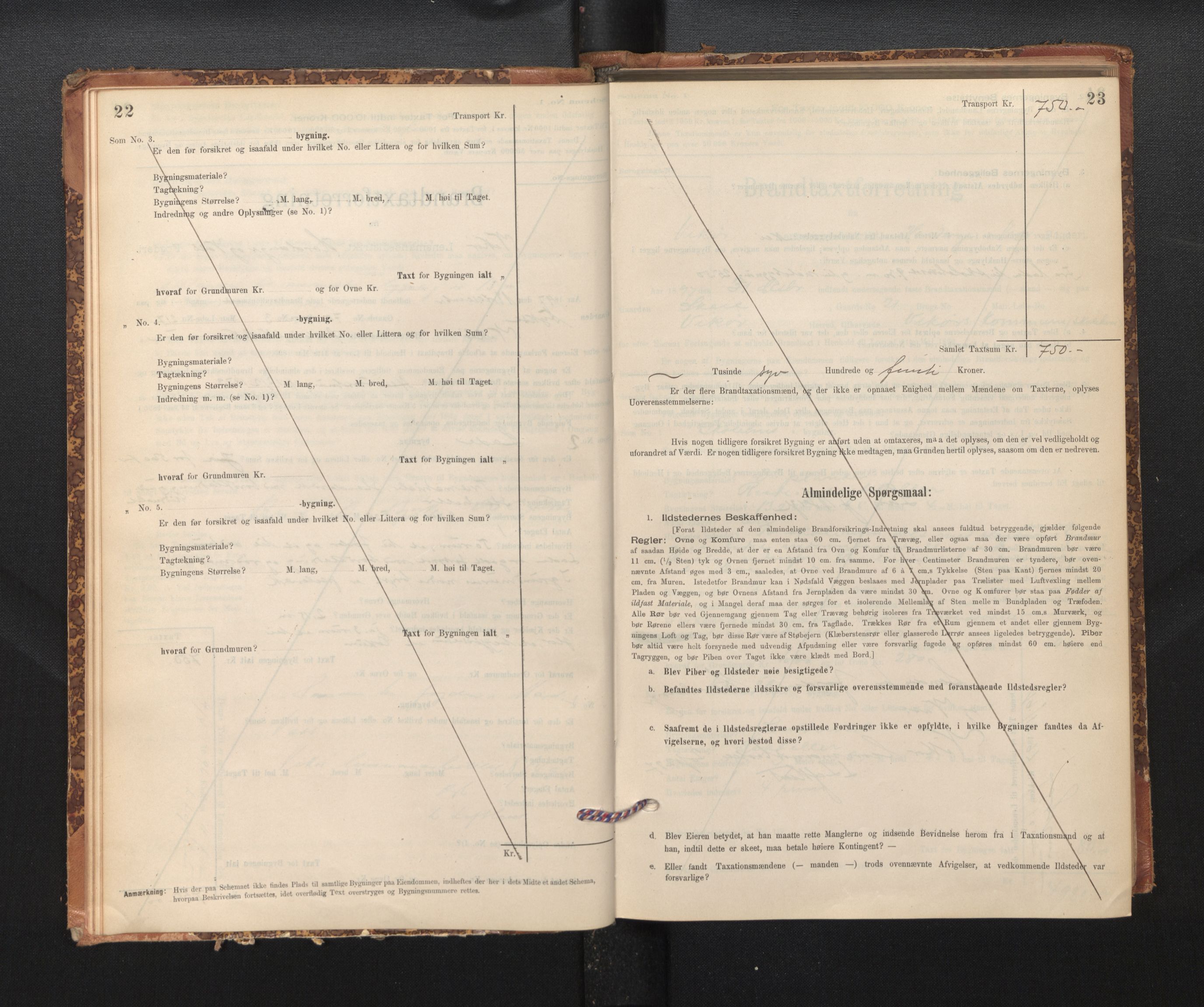 Lensmannen i Kvam, AV/SAB-A-33201/0012/L0005: Branntakstprotokoll, skjematakst, 1894-1913, p. 22-23