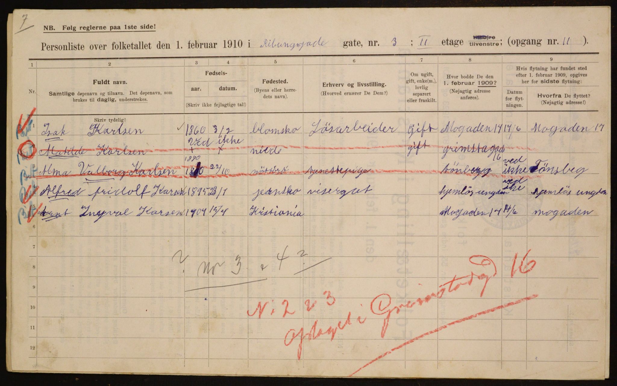 OBA, Municipal Census 1910 for Kristiania, 1910, p. 79296