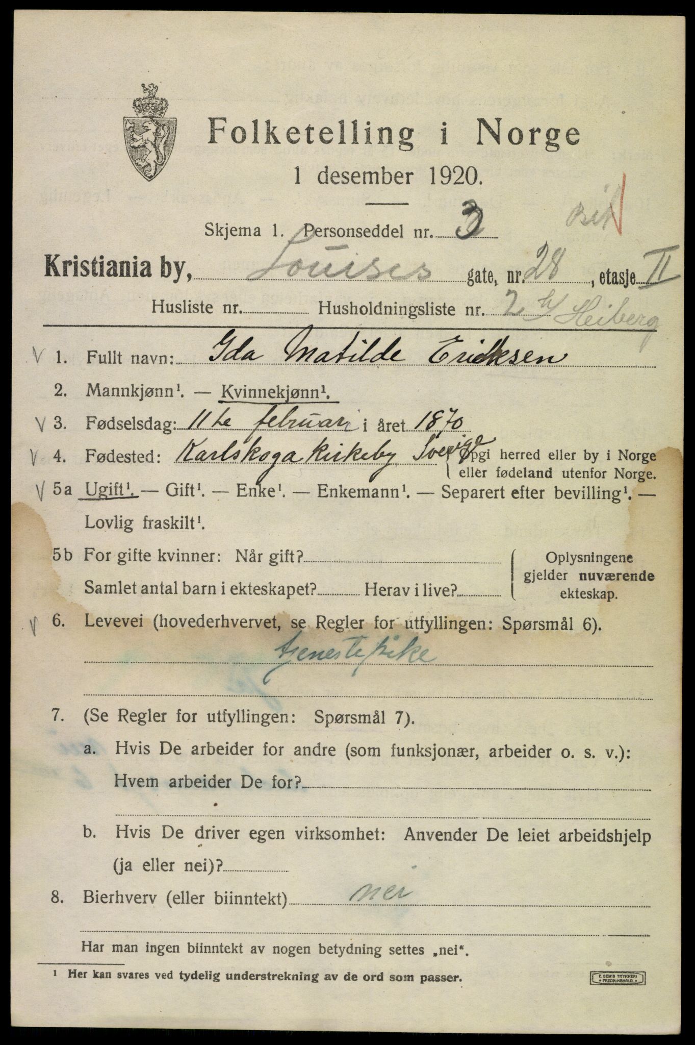 SAO, 1920 census for Kristiania, 1920, p. 366549