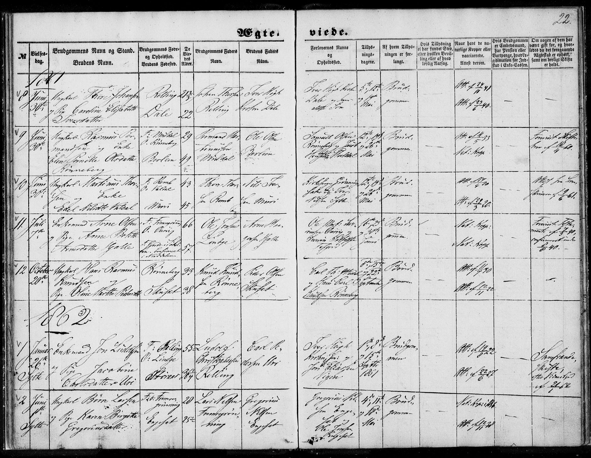 Ministerialprotokoller, klokkerbøker og fødselsregistre - Møre og Romsdal, SAT/A-1454/519/L0250: Parish register (official) no. 519A09, 1850-1868, p. 22