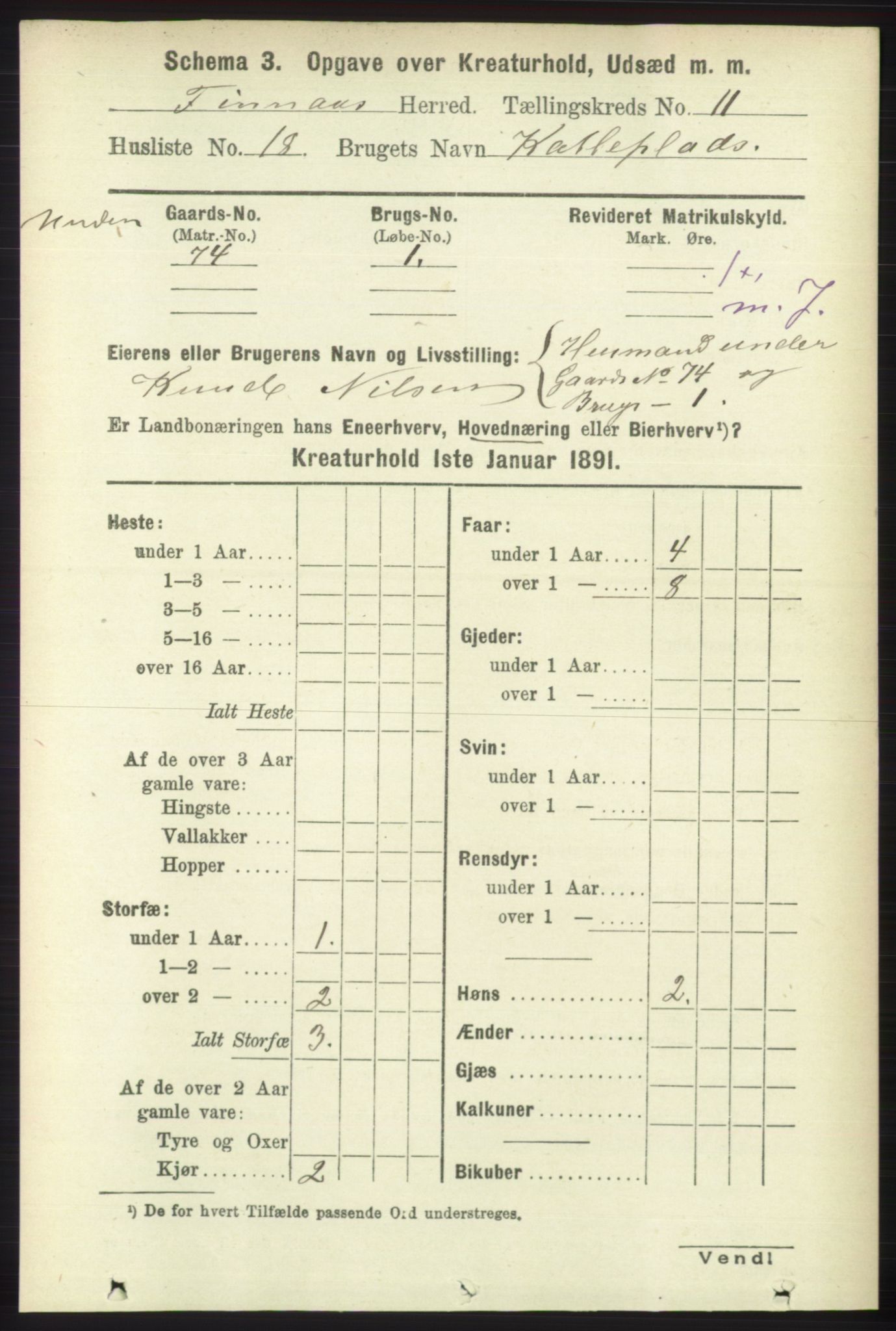 RA, 1891 census for 1218 Finnås, 1891, p. 7405