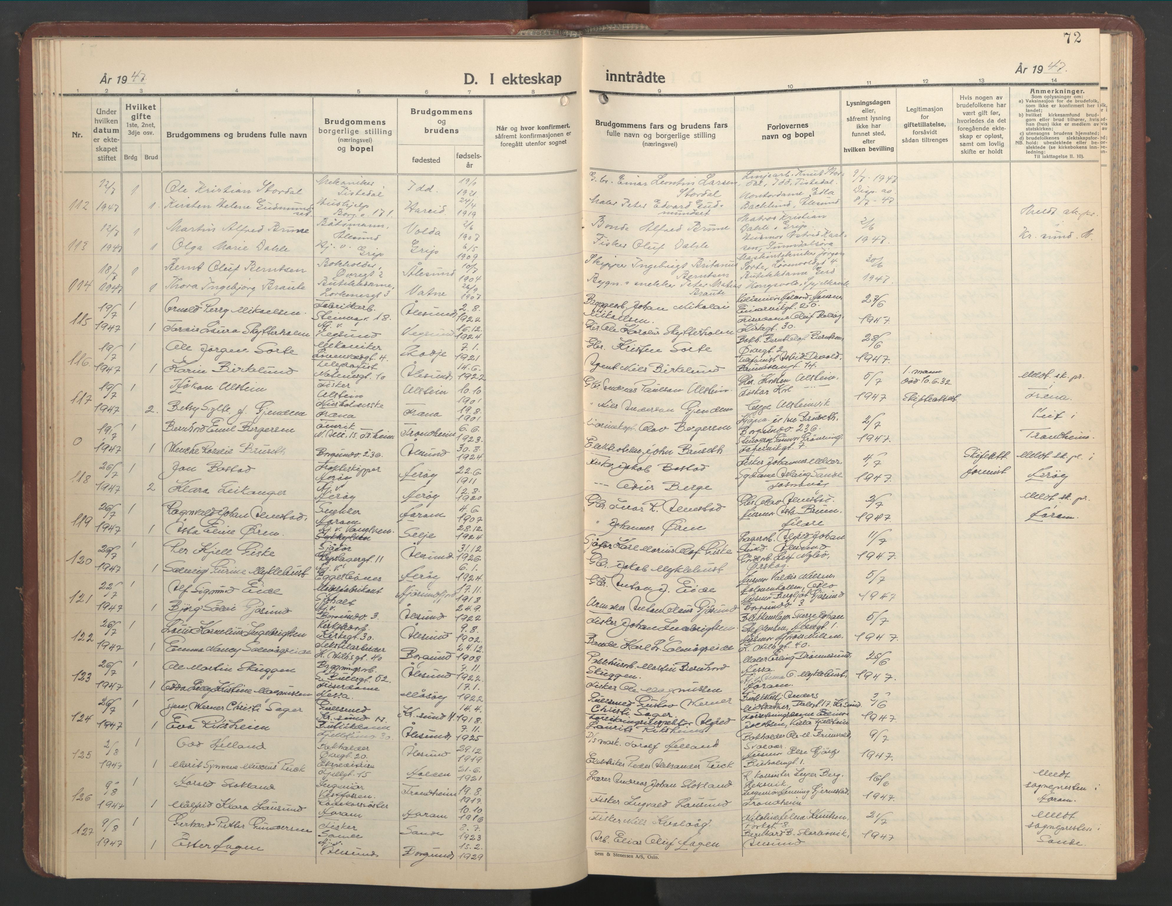 Ministerialprotokoller, klokkerbøker og fødselsregistre - Møre og Romsdal, AV/SAT-A-1454/529/L0479: Parish register (copy) no. 529C16, 1941-1950, p. 72