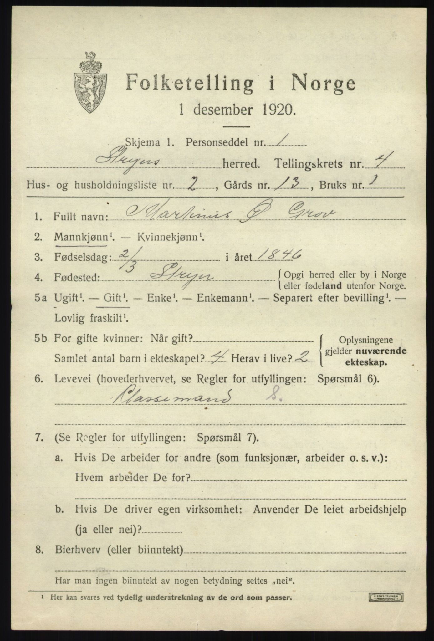 SAB, 1920 census for Stryn, 1920, p. 1690