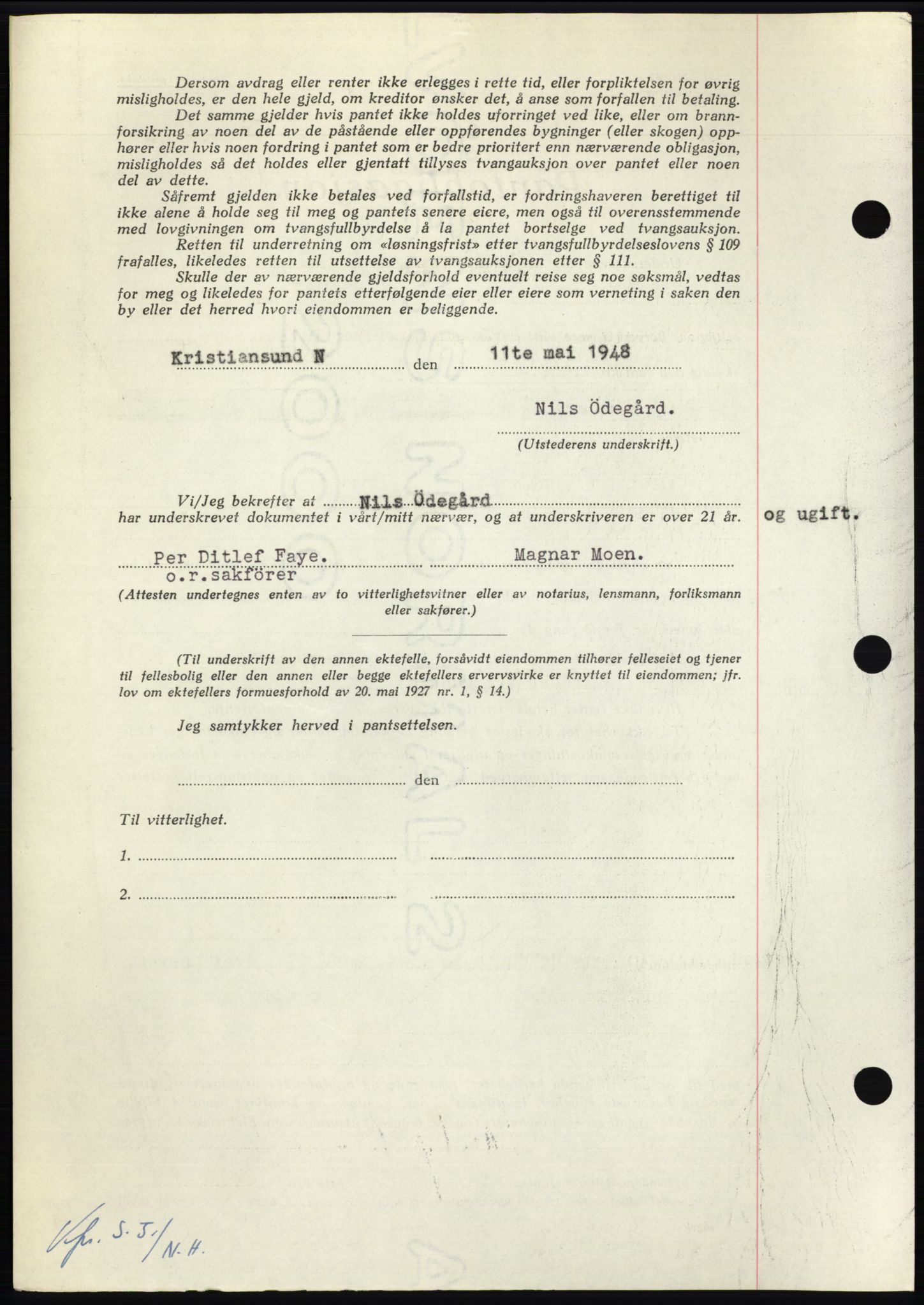 Nordmøre sorenskriveri, AV/SAT-A-4132/1/2/2Ca: Mortgage book no. B98, 1948-1948, Diary no: : 1253/1948