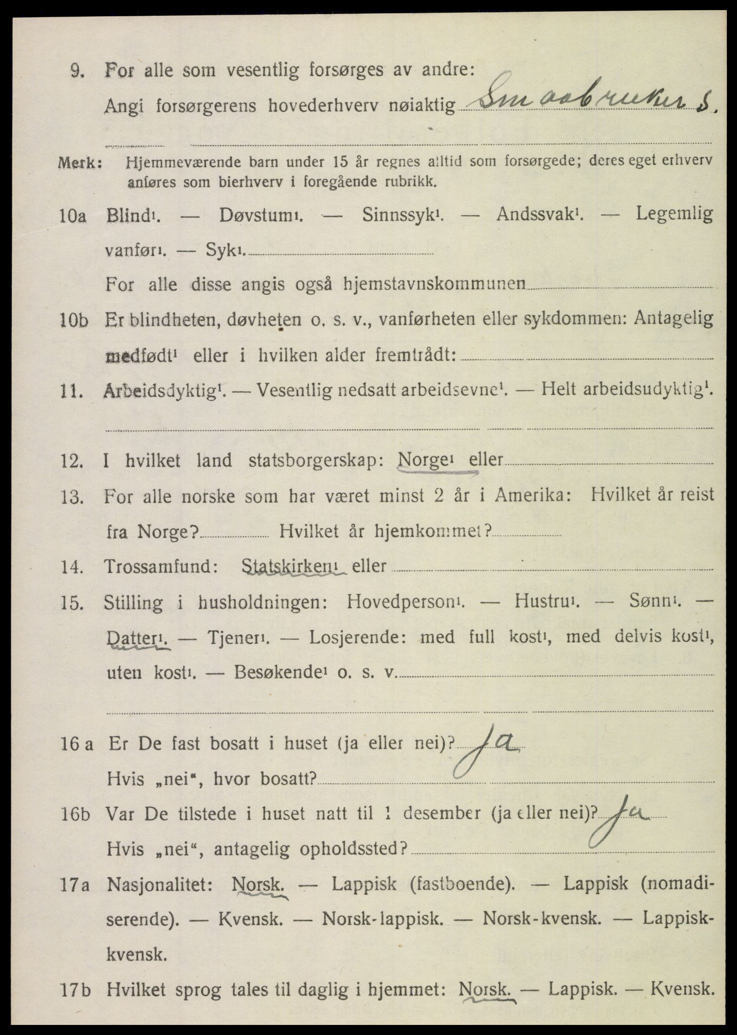 SAT, 1920 census for Sparbu, 1920, p. 4812