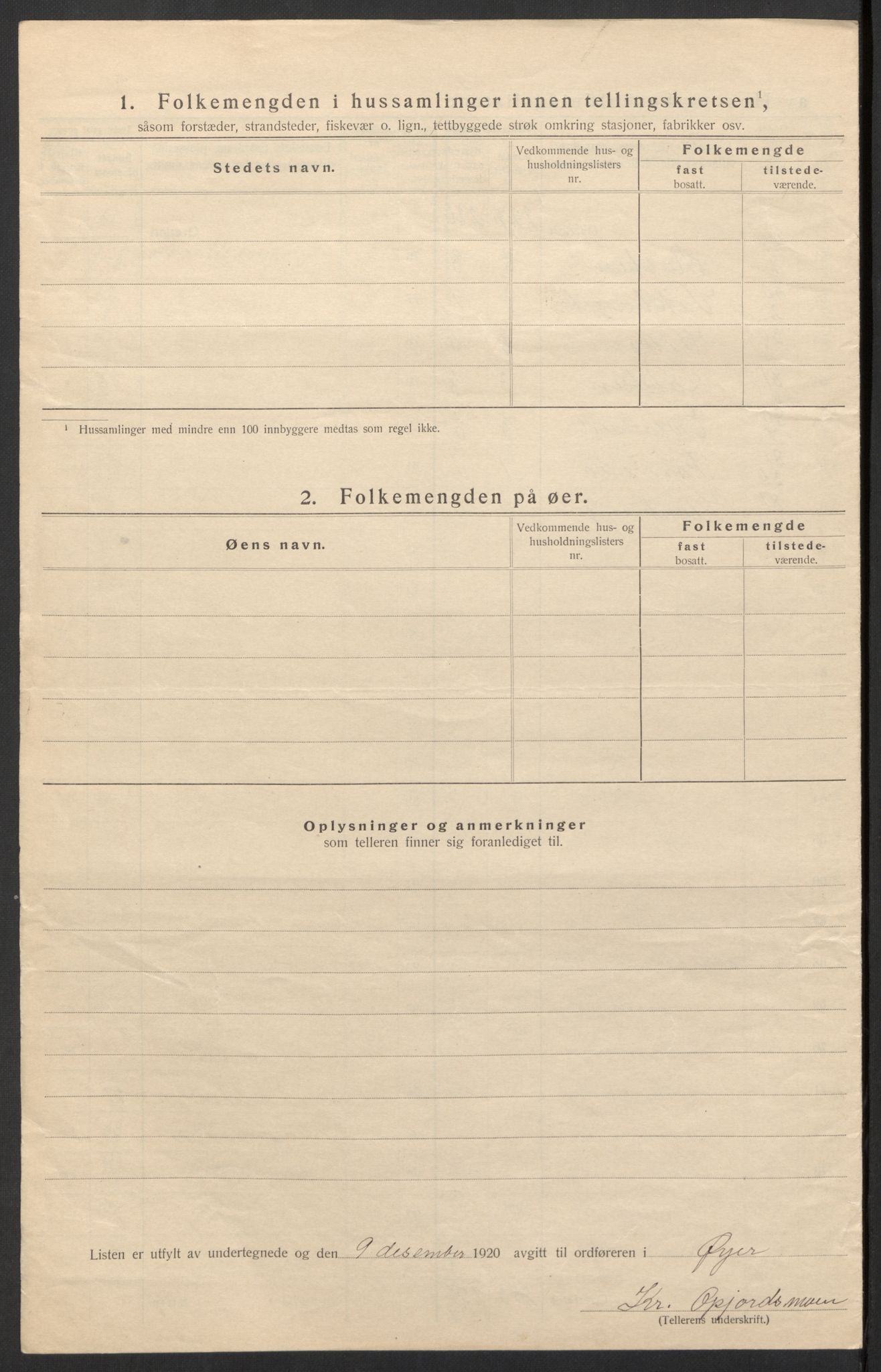 SAH, 1920 census for Øyer, 1920, p. 20