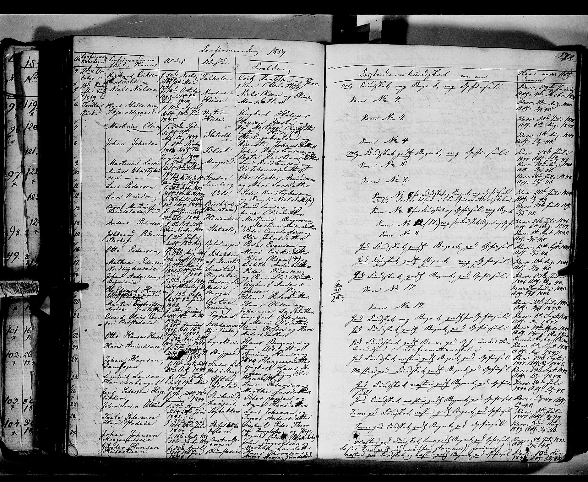 Romedal prestekontor, SAH/PREST-004/K/L0004: Parish register (official) no. 4, 1847-1861, p. 172