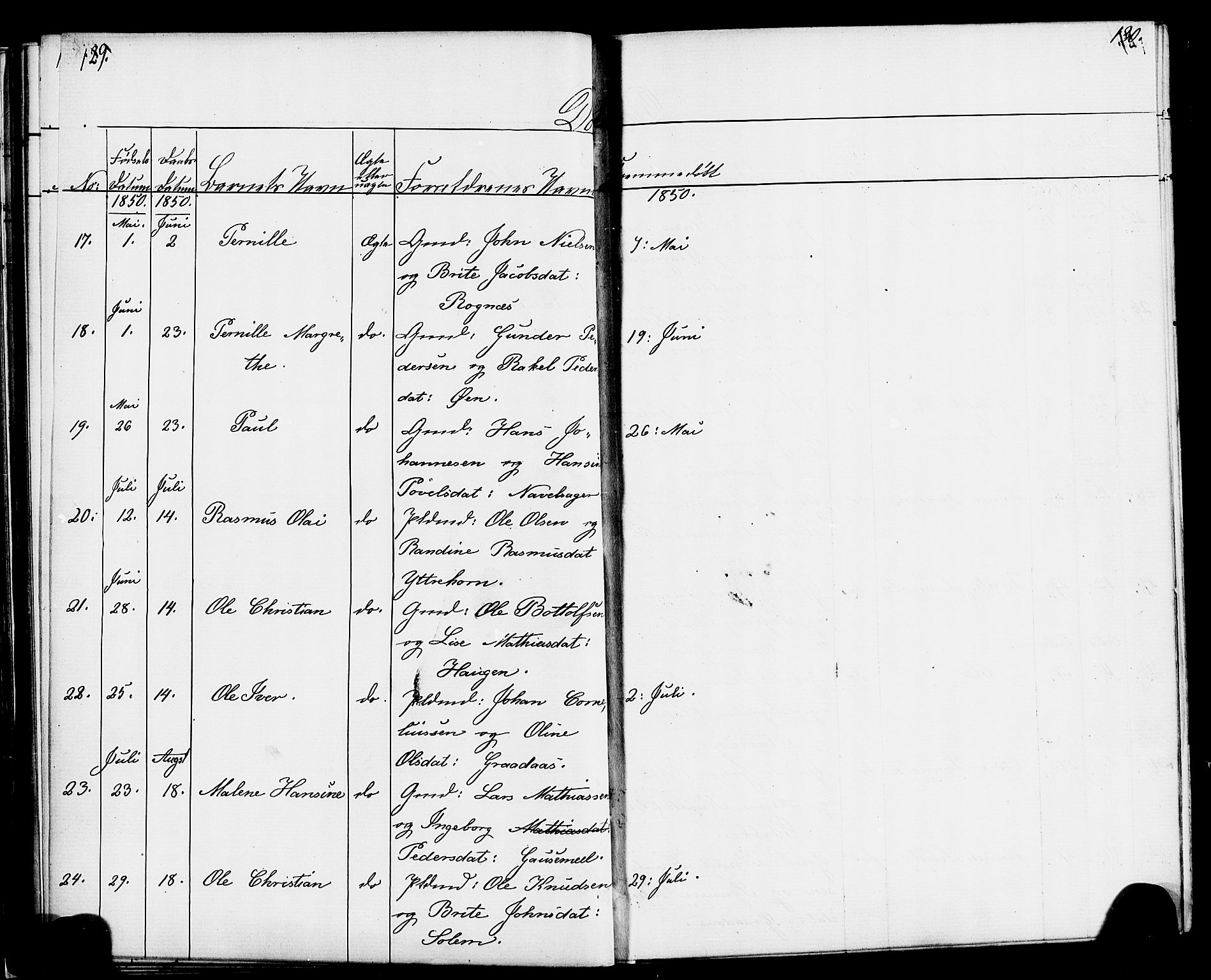 Hornindal sokneprestembete, AV/SAB-A-82401/H/Haa/Haaa/L0001: Parish register (official) no. A 1, 1837-1866, p. 130-131