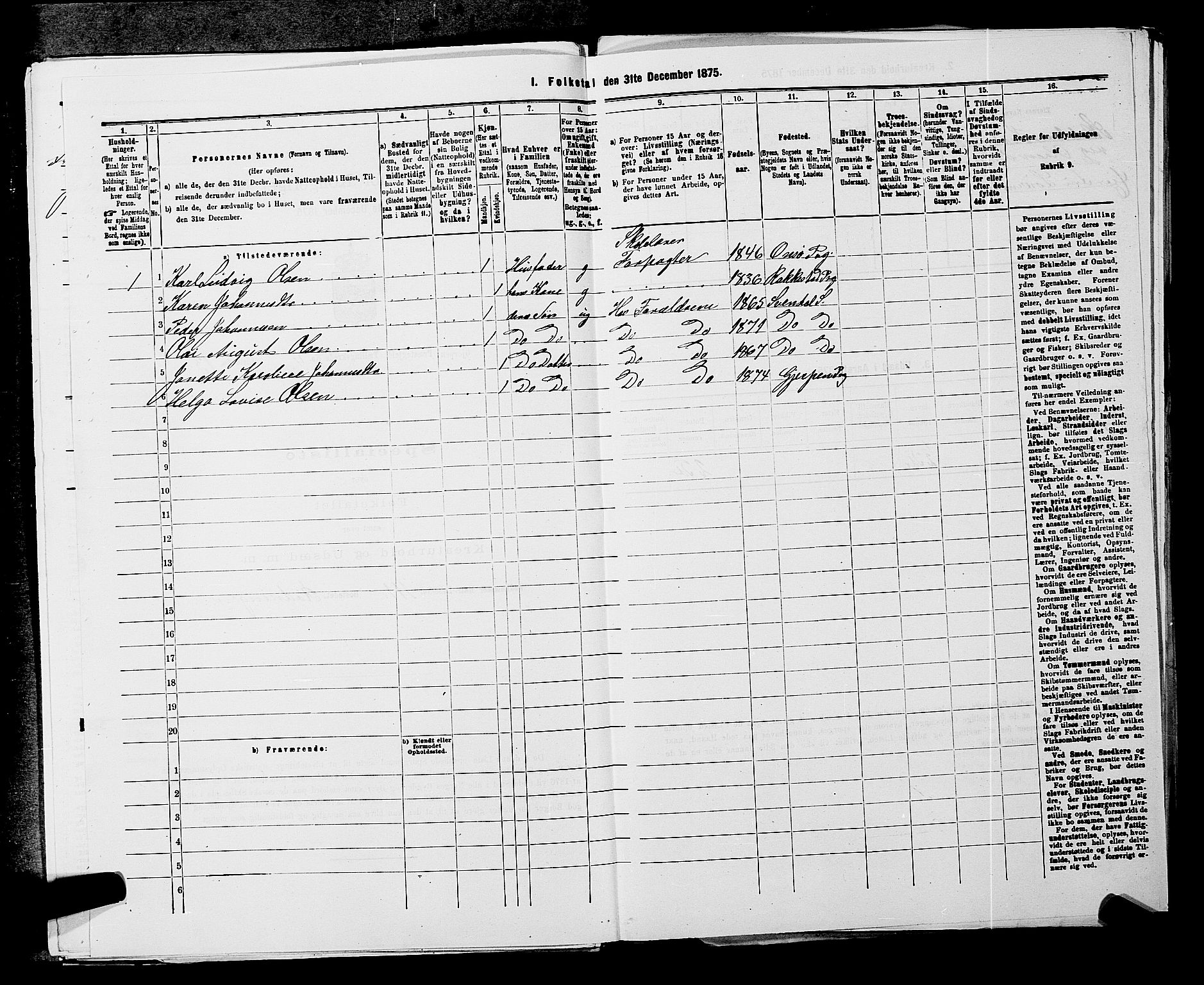 SAKO, 1875 census for 0812P Gjerpen, 1875, p. 496