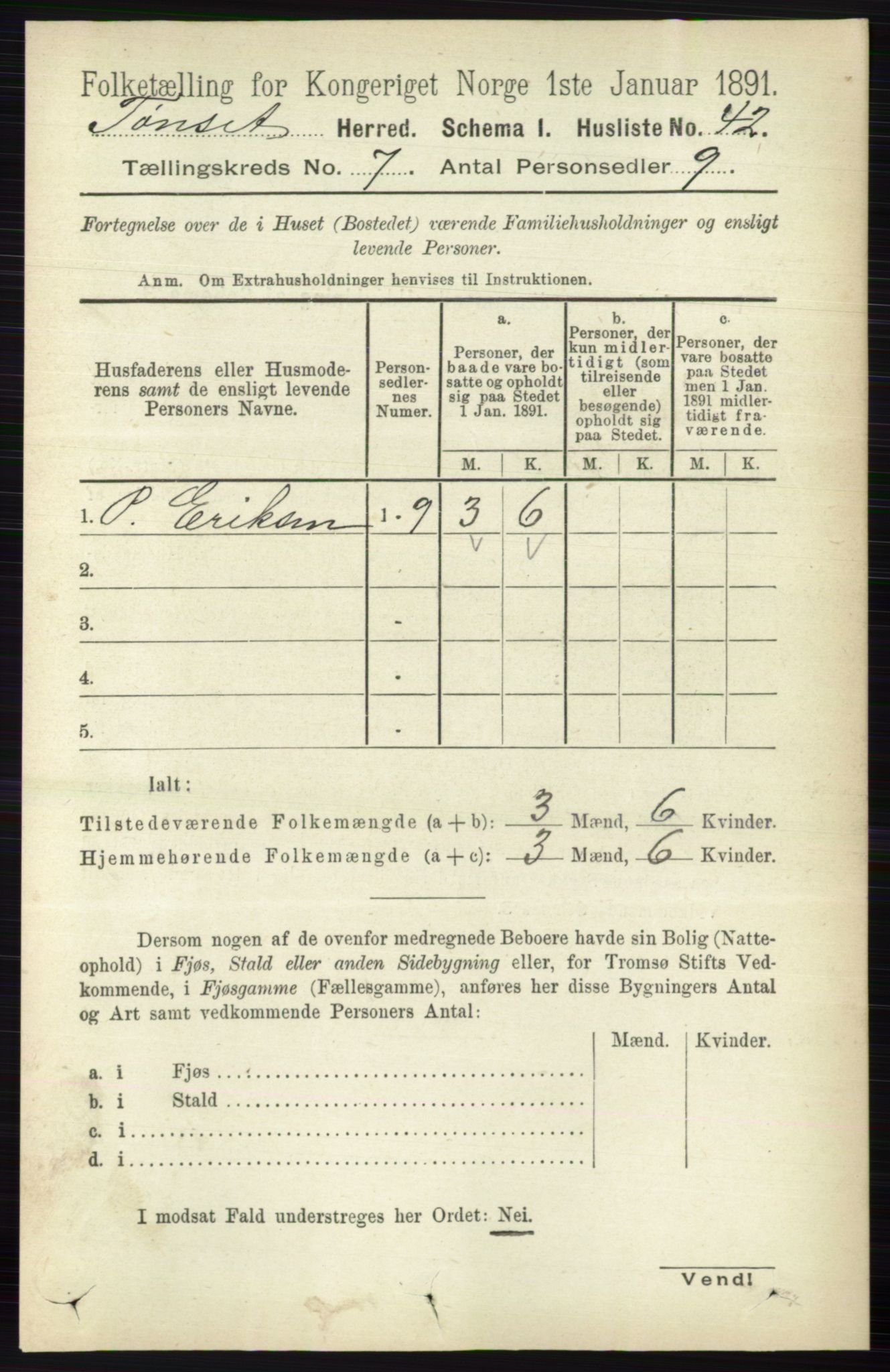 RA, 1891 census for 0437 Tynset, 1891, p. 1711