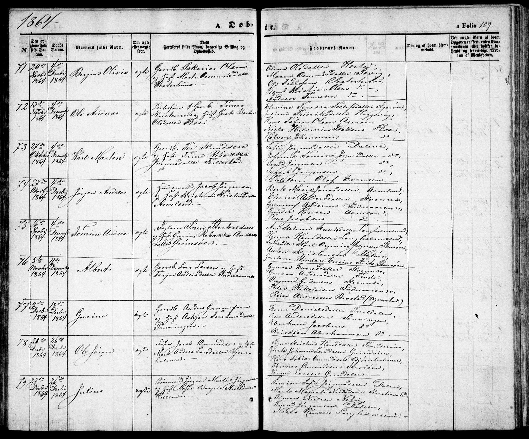 Høvåg sokneprestkontor, SAK/1111-0025/F/Fb/L0002: Parish register (copy) no. B 2, 1847-1869, p. 109