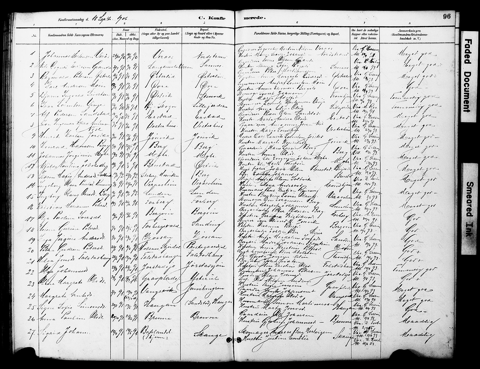 Ministerialprotokoller, klokkerbøker og fødselsregistre - Nord-Trøndelag, SAT/A-1458/722/L0226: Parish register (copy) no. 722C02, 1889-1927, p. 96