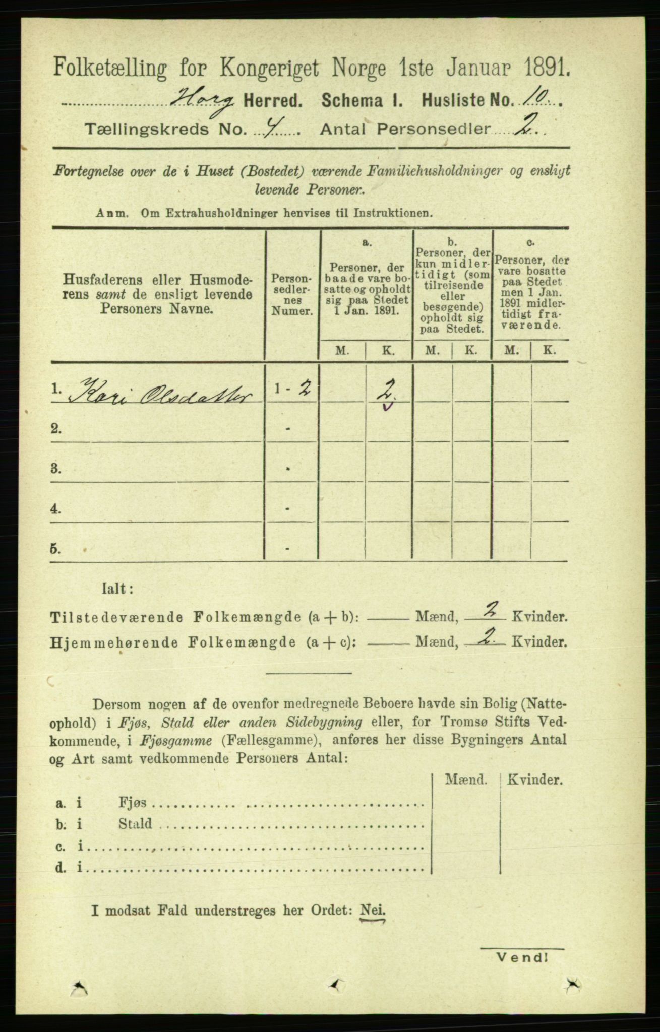 RA, 1891 census for 1650 Horg, 1891, p. 1513