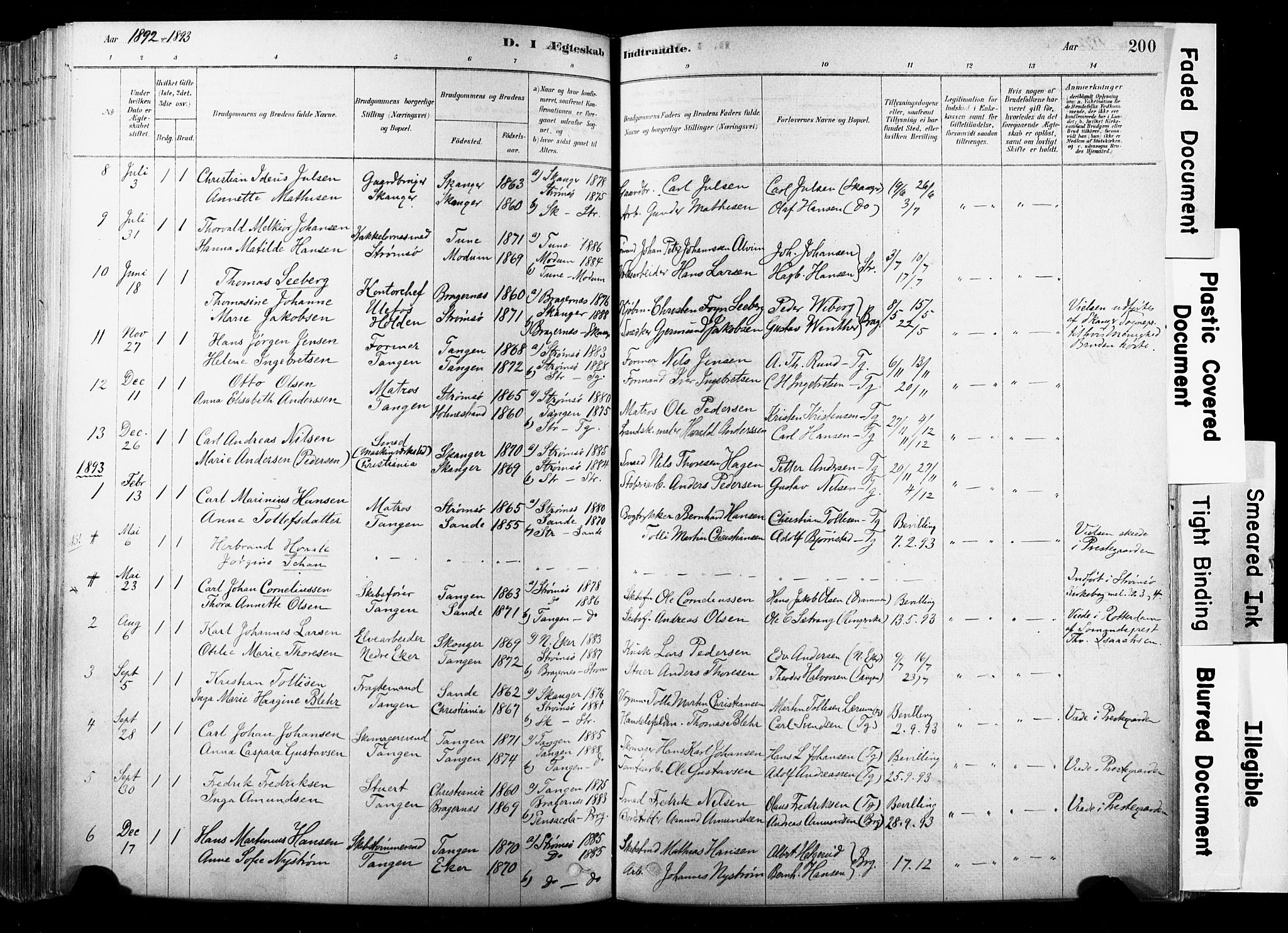 Strømsø kirkebøker, AV/SAKO-A-246/F/Fb/L0006: Parish register (official) no. II 6, 1879-1910, p. 200