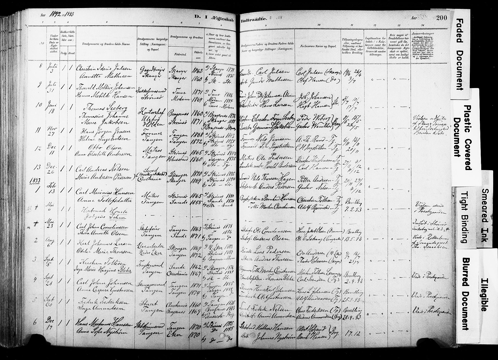 Strømsø kirkebøker, SAKO/A-246/F/Fb/L0006: Parish register (official) no. II 6, 1879-1910, p. 200