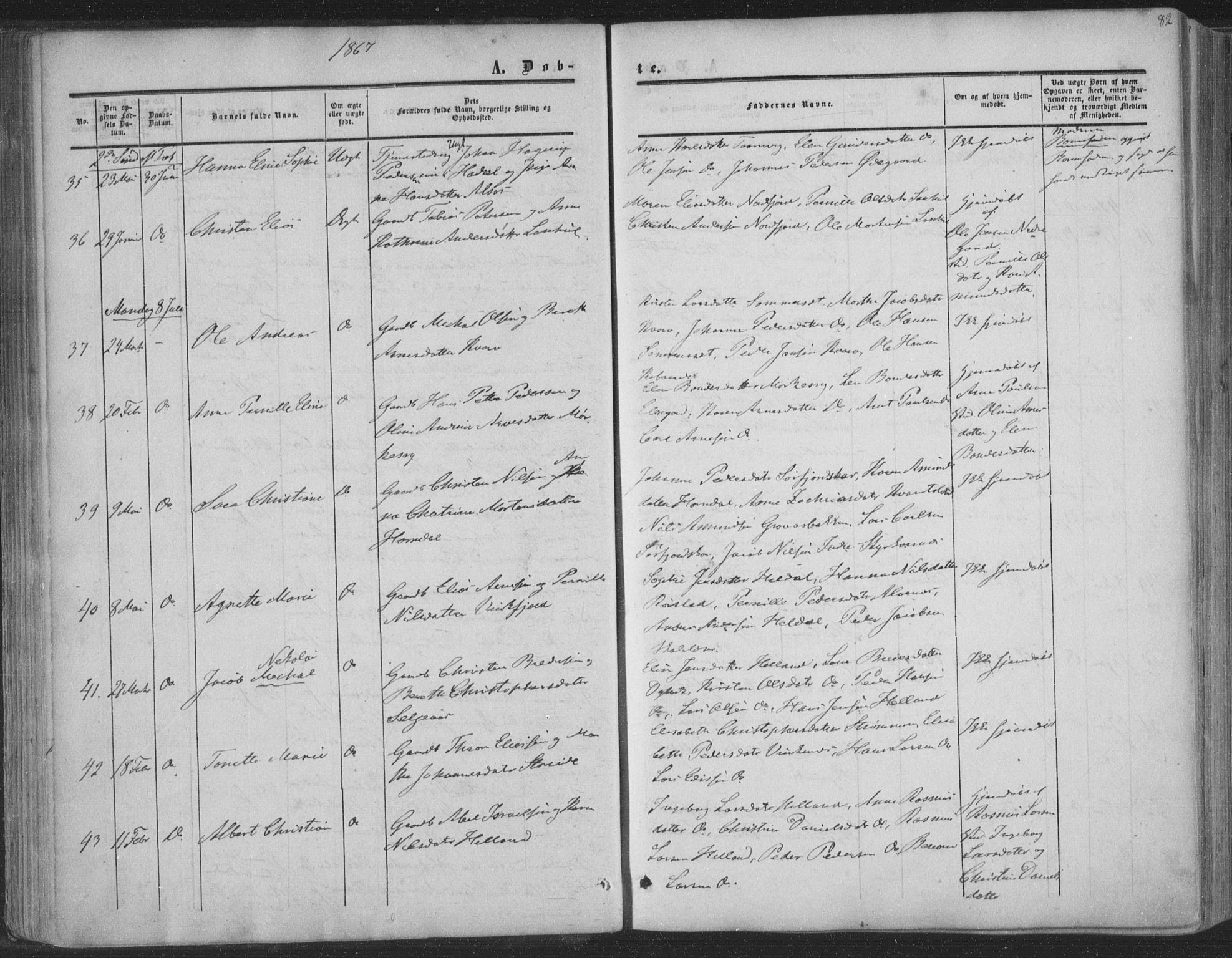 Ministerialprotokoller, klokkerbøker og fødselsregistre - Nordland, SAT/A-1459/853/L0770: Parish register (official) no. 853A09, 1857-1870, p. 82