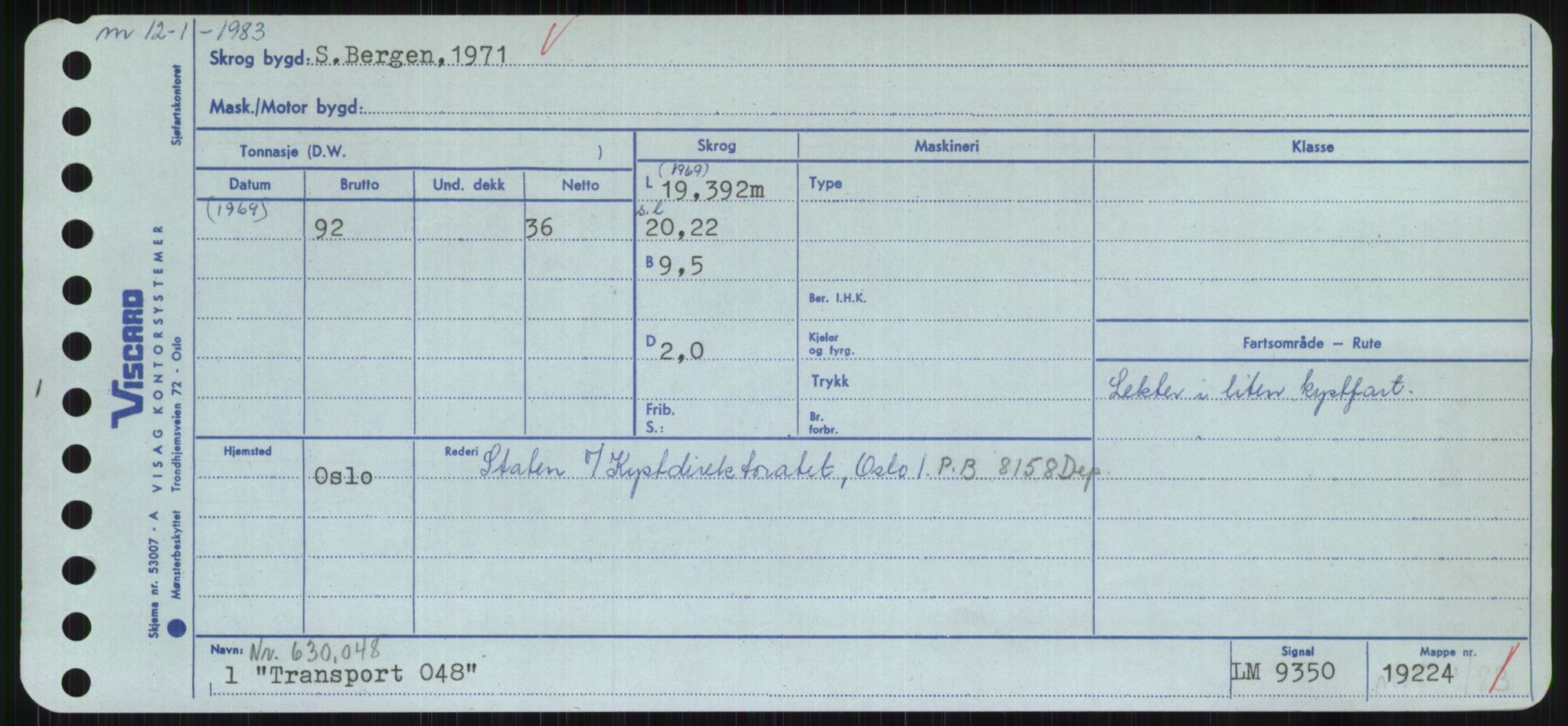 Sjøfartsdirektoratet med forløpere, Skipsmålingen, RA/S-1627/H/Hc/L0001: Lektere, A-Y, p. 545