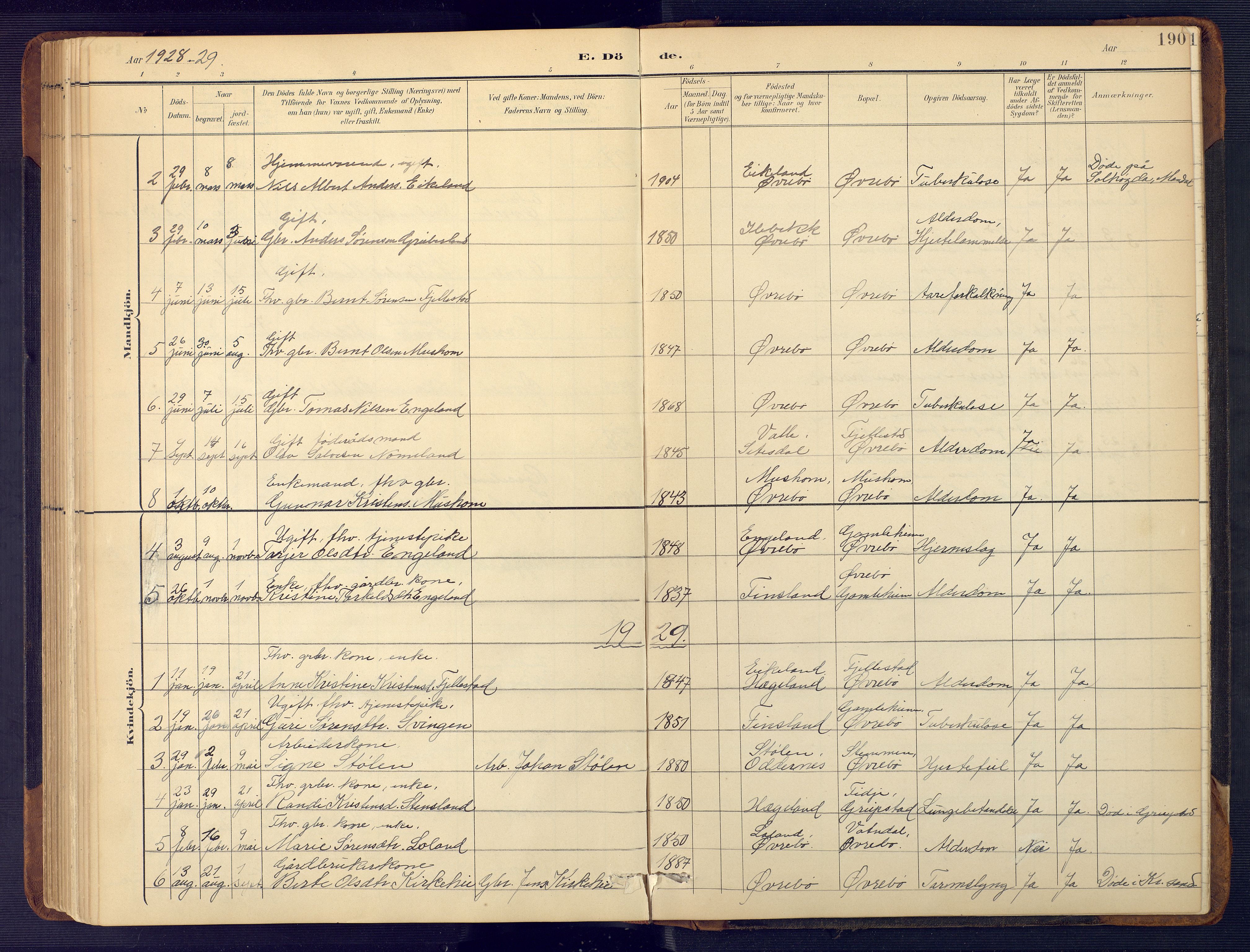 Vennesla sokneprestkontor, AV/SAK-1111-0045/Fb/Fbc/L0003: Parish register (copy) no. B 3, 1895-1946, p. 190