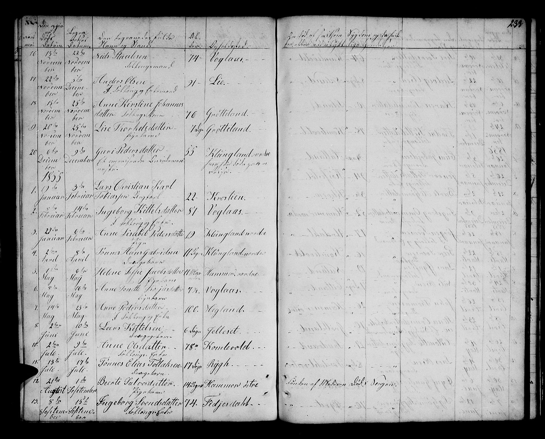Bakke sokneprestkontor, SAK/1111-0002/F/Fb/Fbb/L0002: Parish register (copy) no. B 2, 1849-1878, p. 233