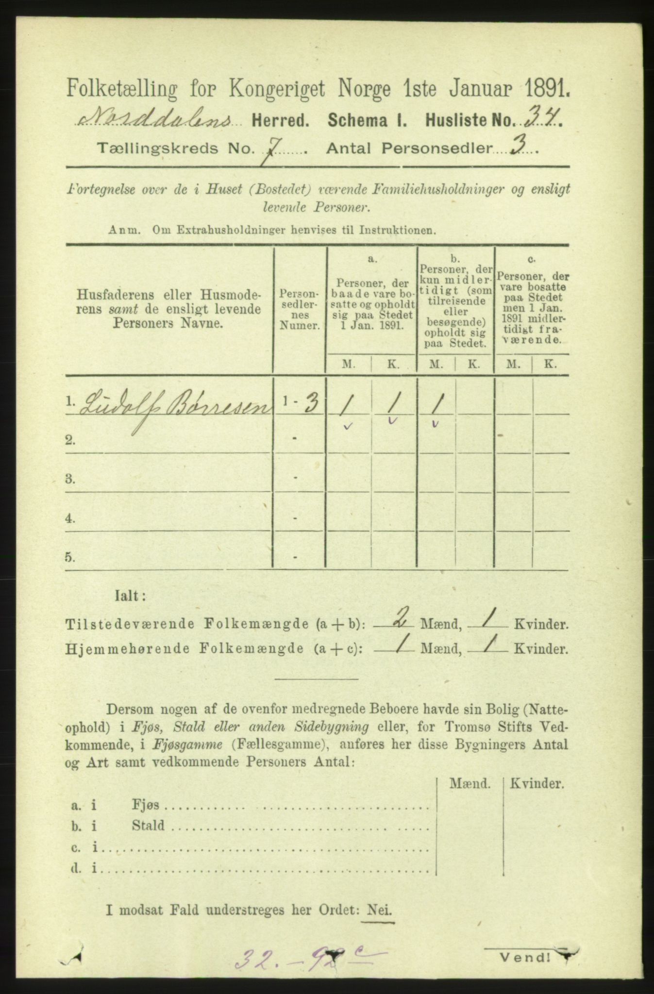 RA, 1891 census for 1524 Norddal, 1891, p. 1308