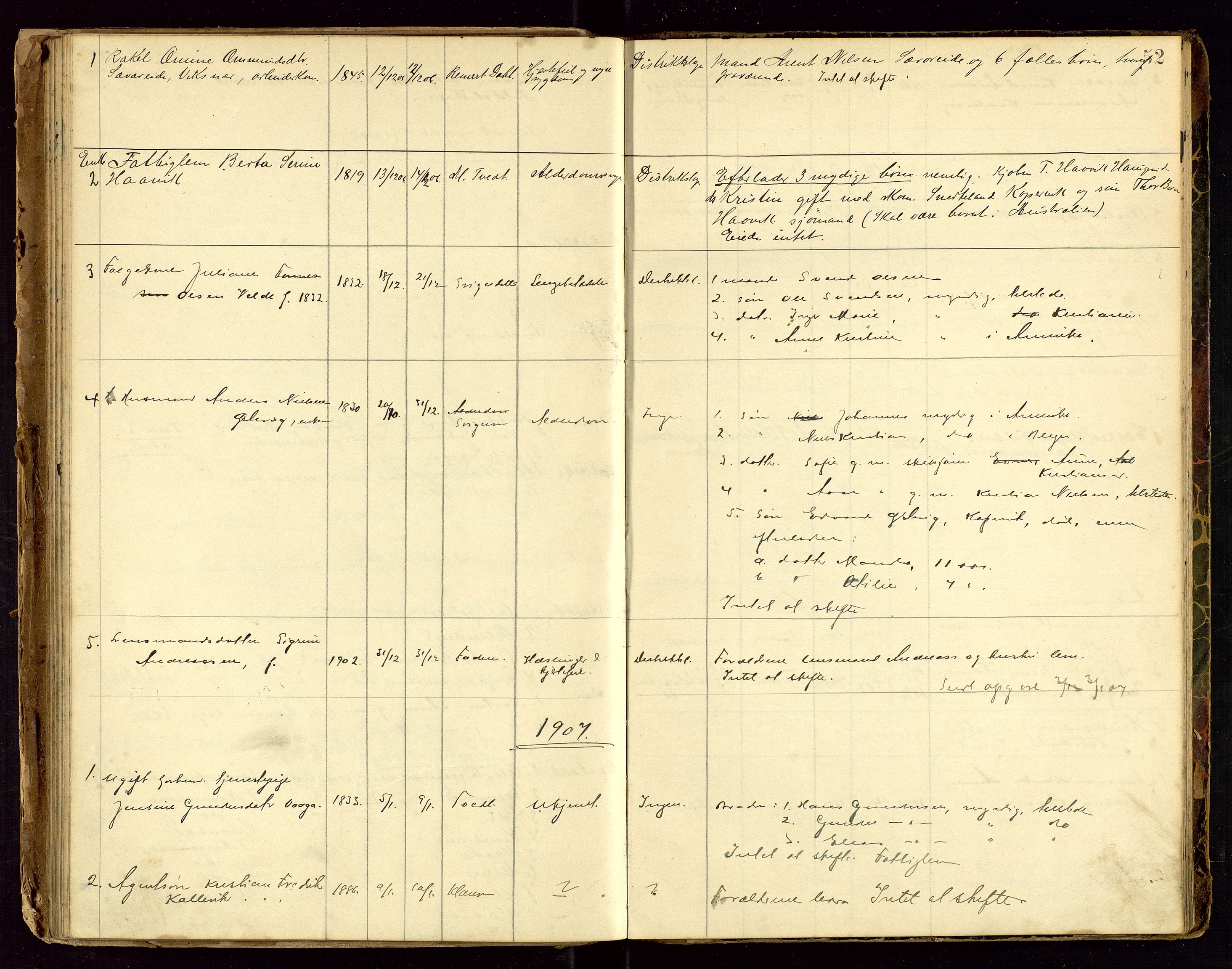 Avaldsnes lensmannskontor, SAST/A-100286/Gga/L0001: "Dødslistene Avaldsnæs Prtgd  2 - 87  Kopervig Sogn  38 - 120", 1897-1916, p. 52