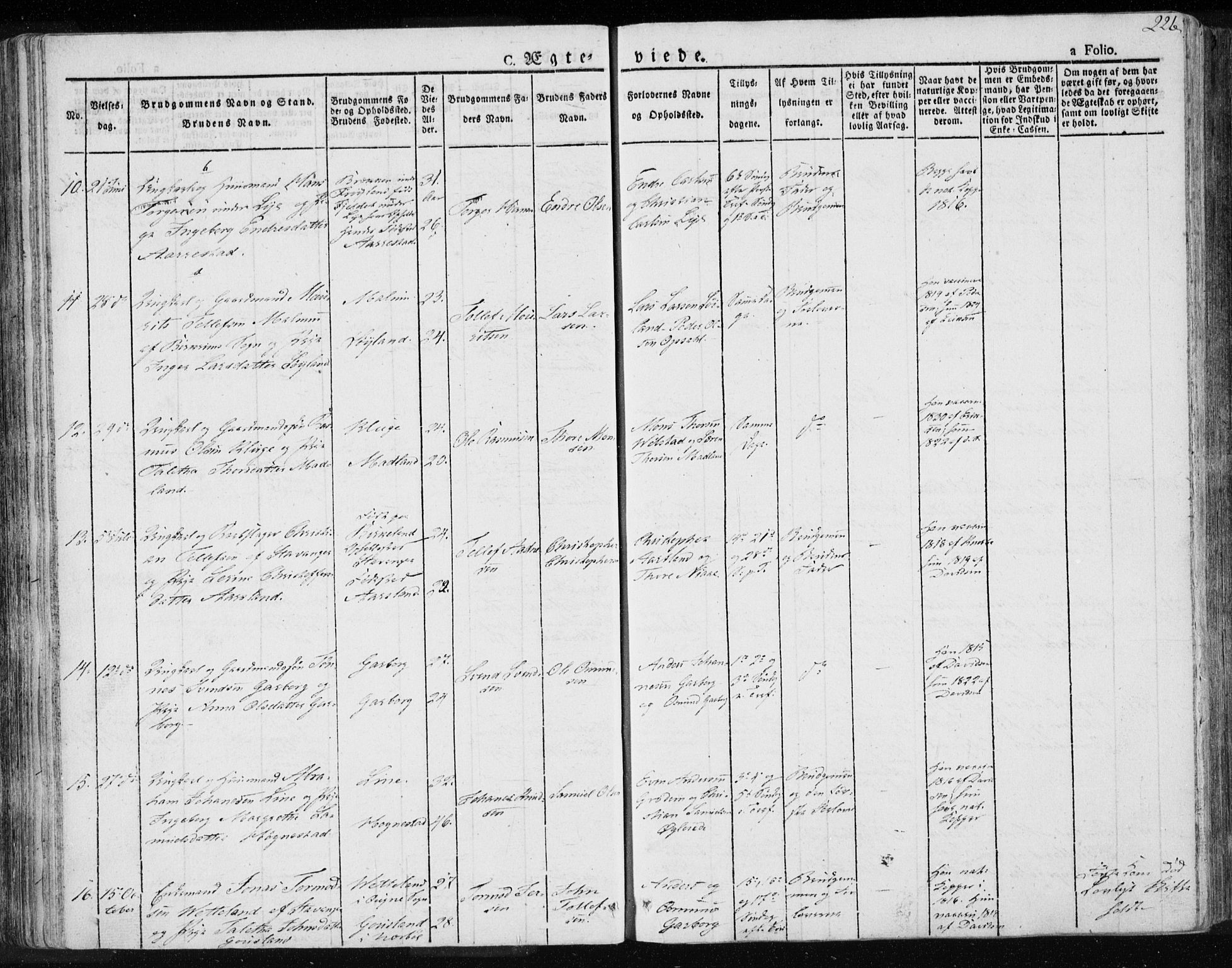 Lye sokneprestkontor, AV/SAST-A-101794/001/30BA/L0004: Parish register (official) no. A 4, 1826-1841, p. 226