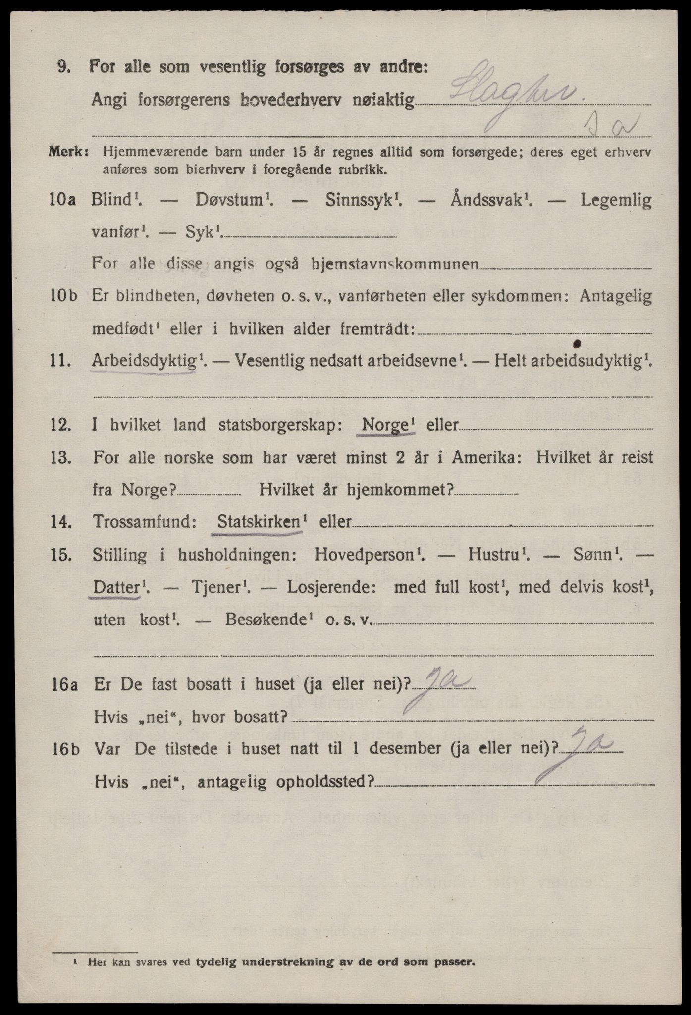 SAST, 1920 census for Nedstrand, 1920, p. 2910