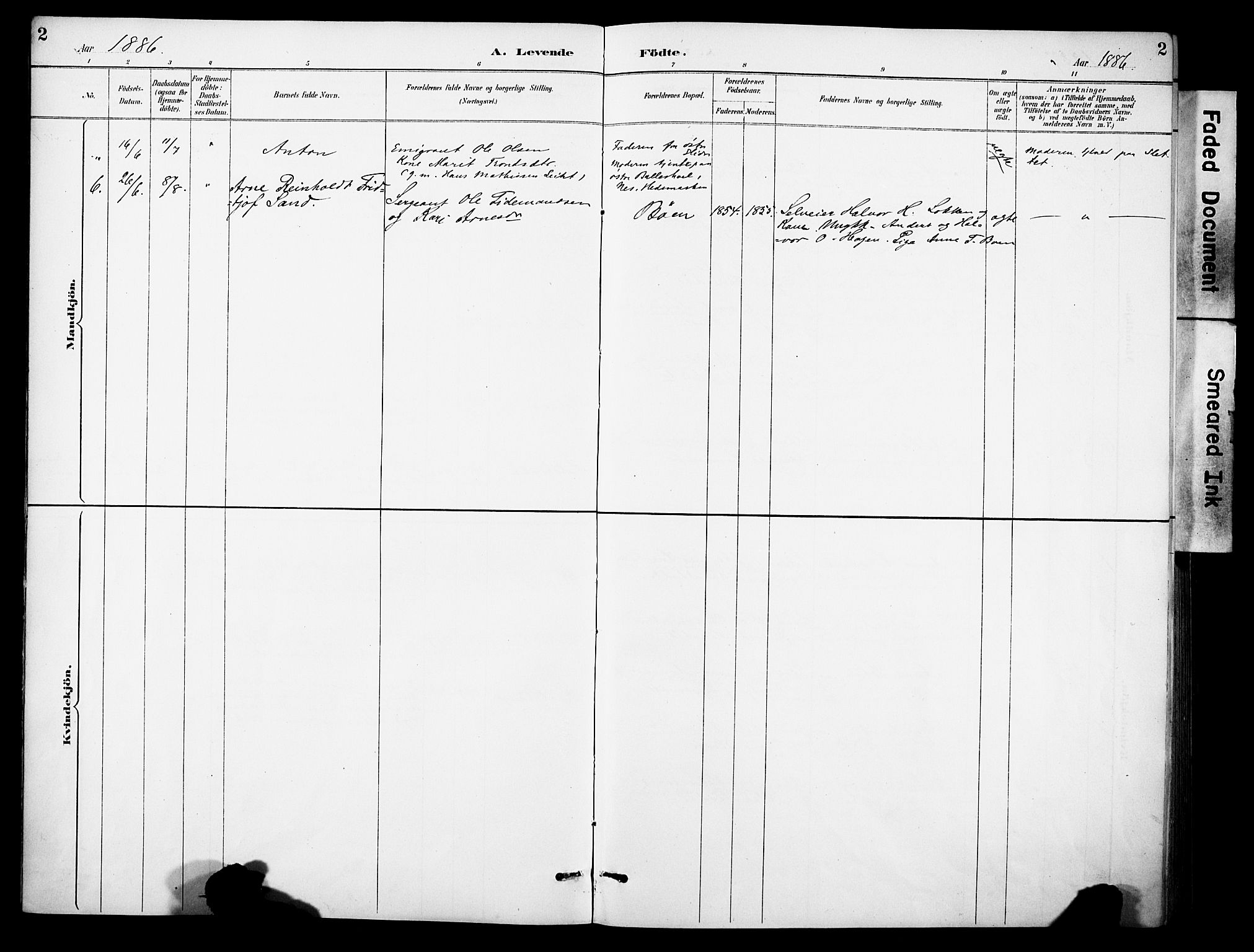 Sør-Aurdal prestekontor, SAH/PREST-128/H/Ha/Haa/L0010: Parish register (official) no. 10, 1886-1906, p. 2