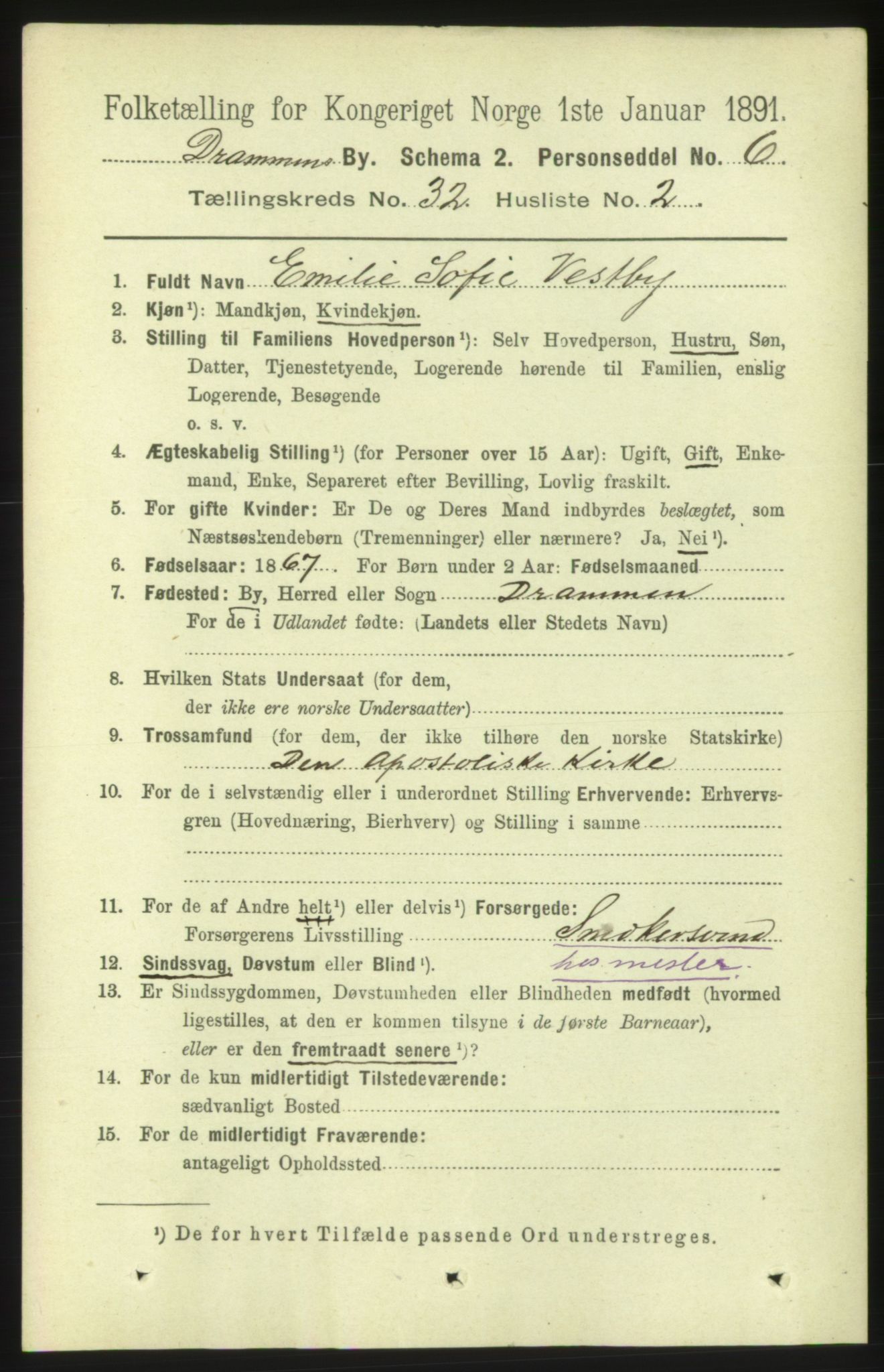 RA, 1891 census for 0602 Drammen, 1891, p. 19285