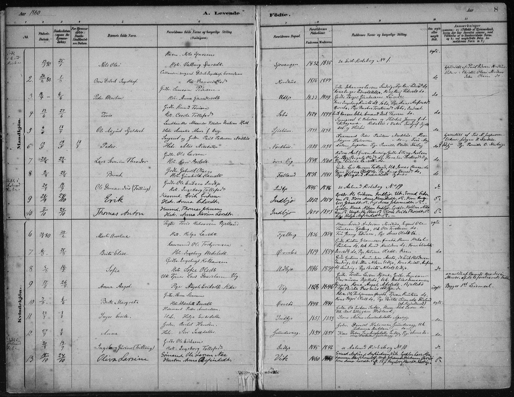 Fjelberg sokneprestembete, AV/SAB-A-75201/H/Haa: Parish register (official) no. B  1, 1879-1919, p. 8