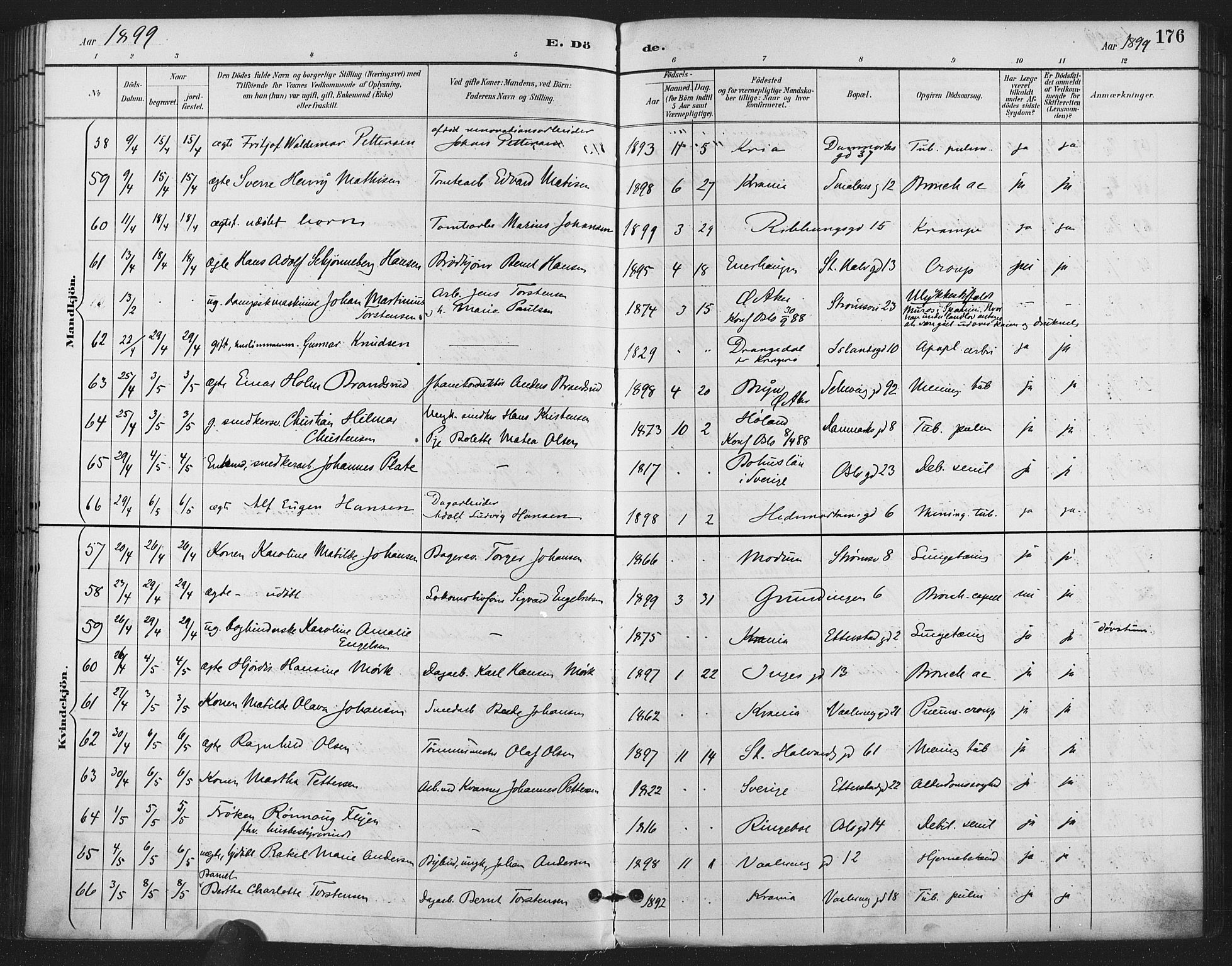 Gamlebyen prestekontor Kirkebøker, SAO/A-10884/F/Fa/L0009: Parish register (official) no. 9, 1888-1909, p. 176