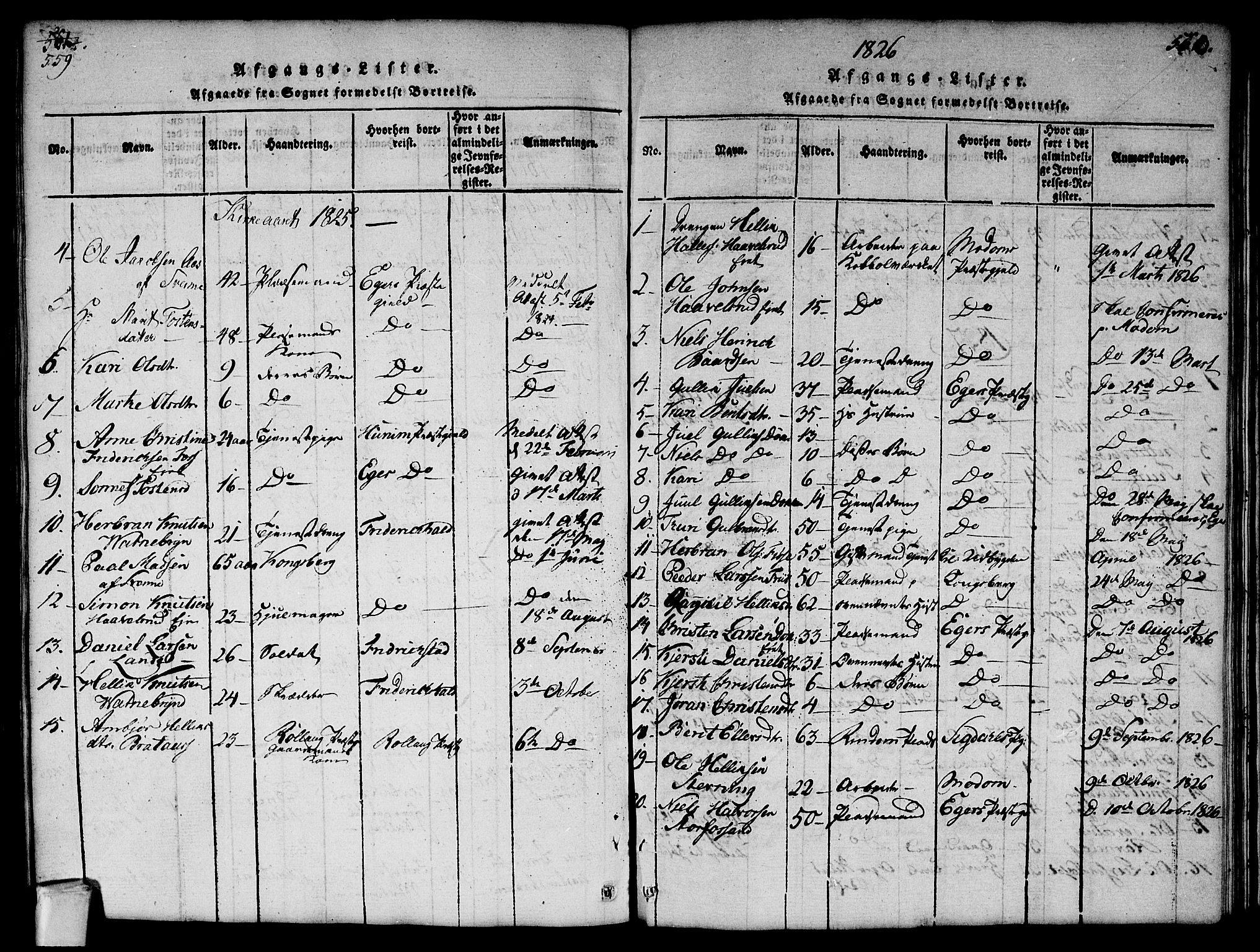 Flesberg kirkebøker, SAKO/A-18/G/Ga/L0001: Parish register (copy) no. I 1, 1816-1834, p. 559-560