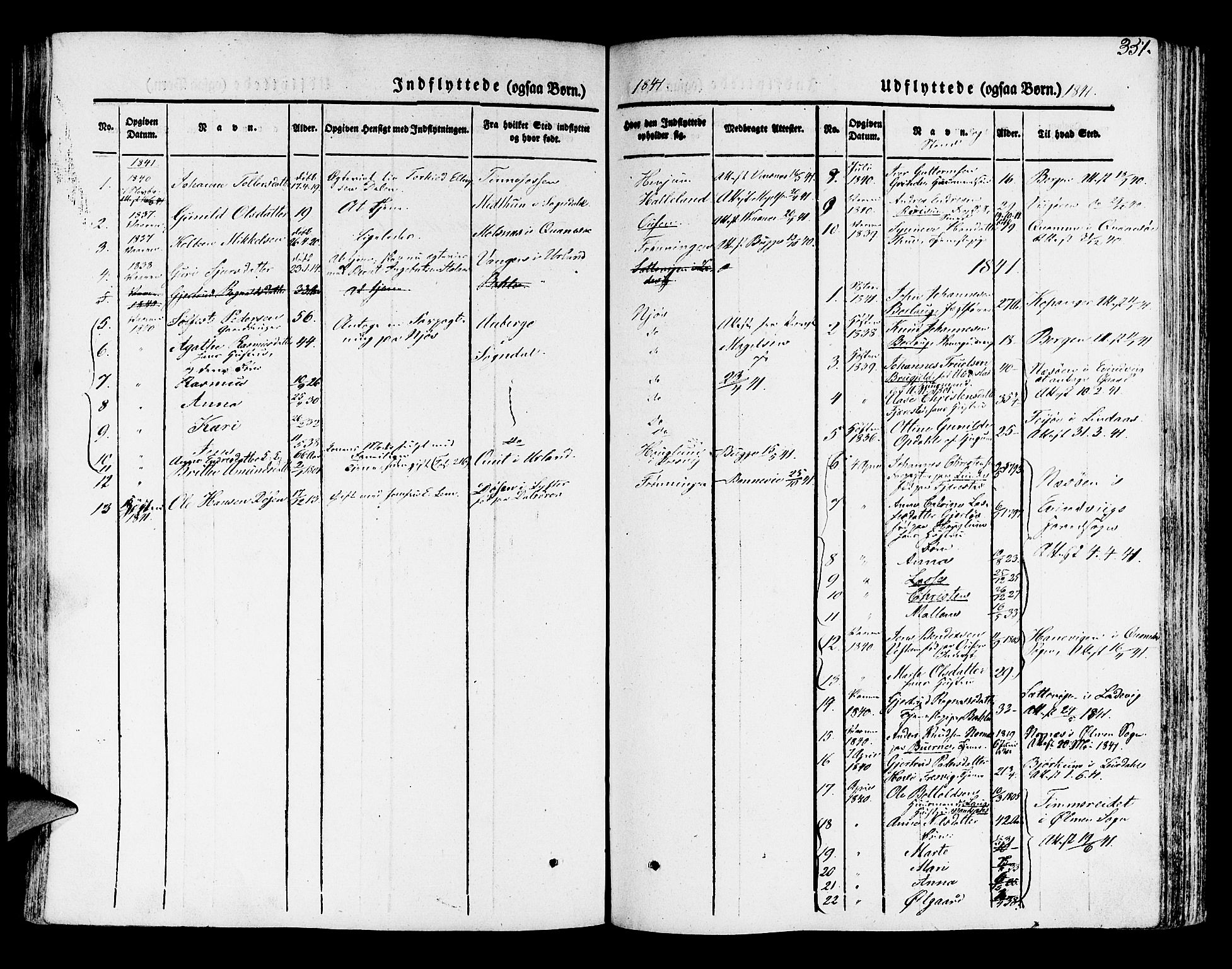 Leikanger sokneprestembete, AV/SAB-A-81001/H/Haa/Haaa/L0007: Parish register (official) no. A 7, 1838-1851, p. 351