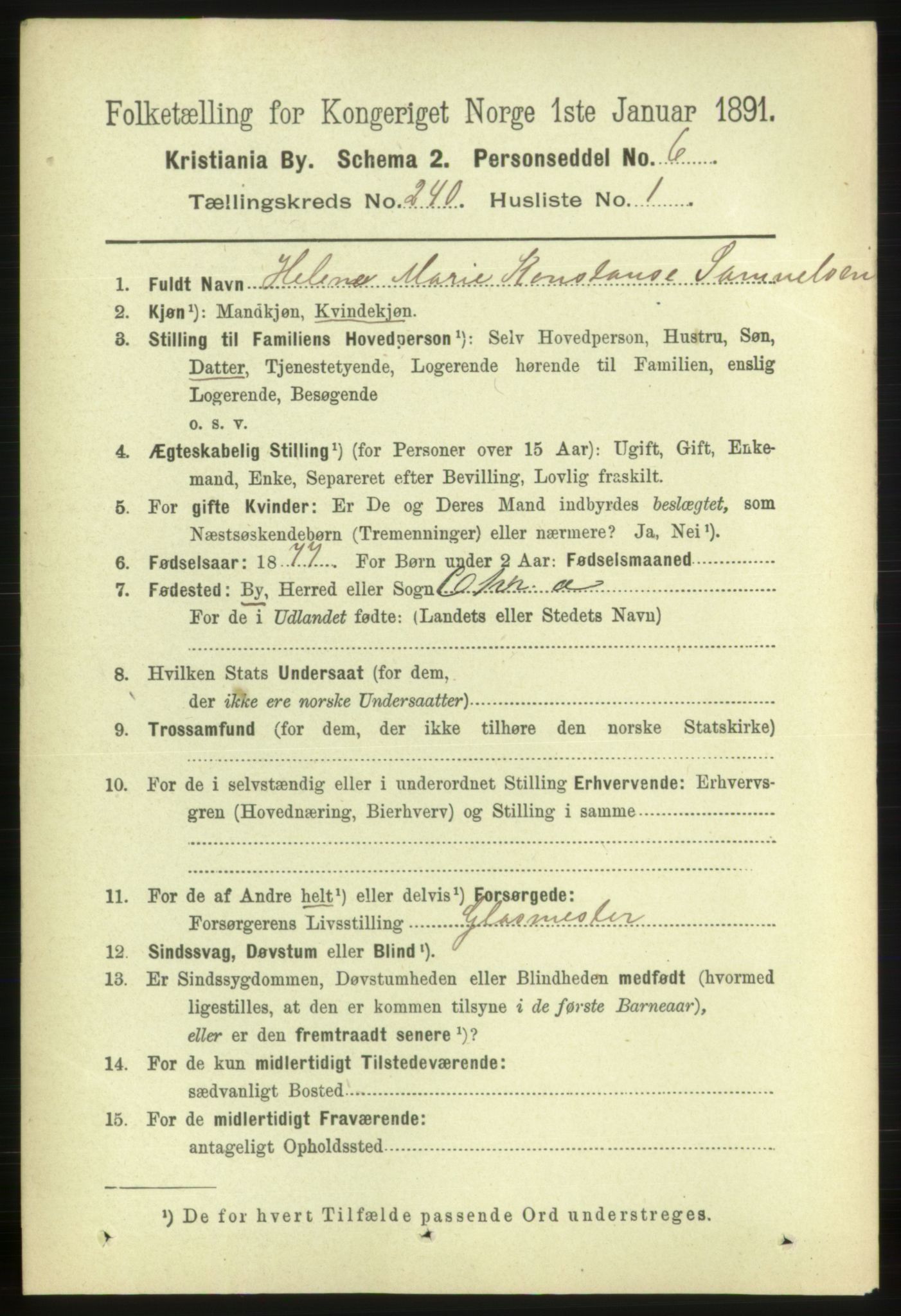 RA, 1891 census for 0301 Kristiania, 1891, p. 145883