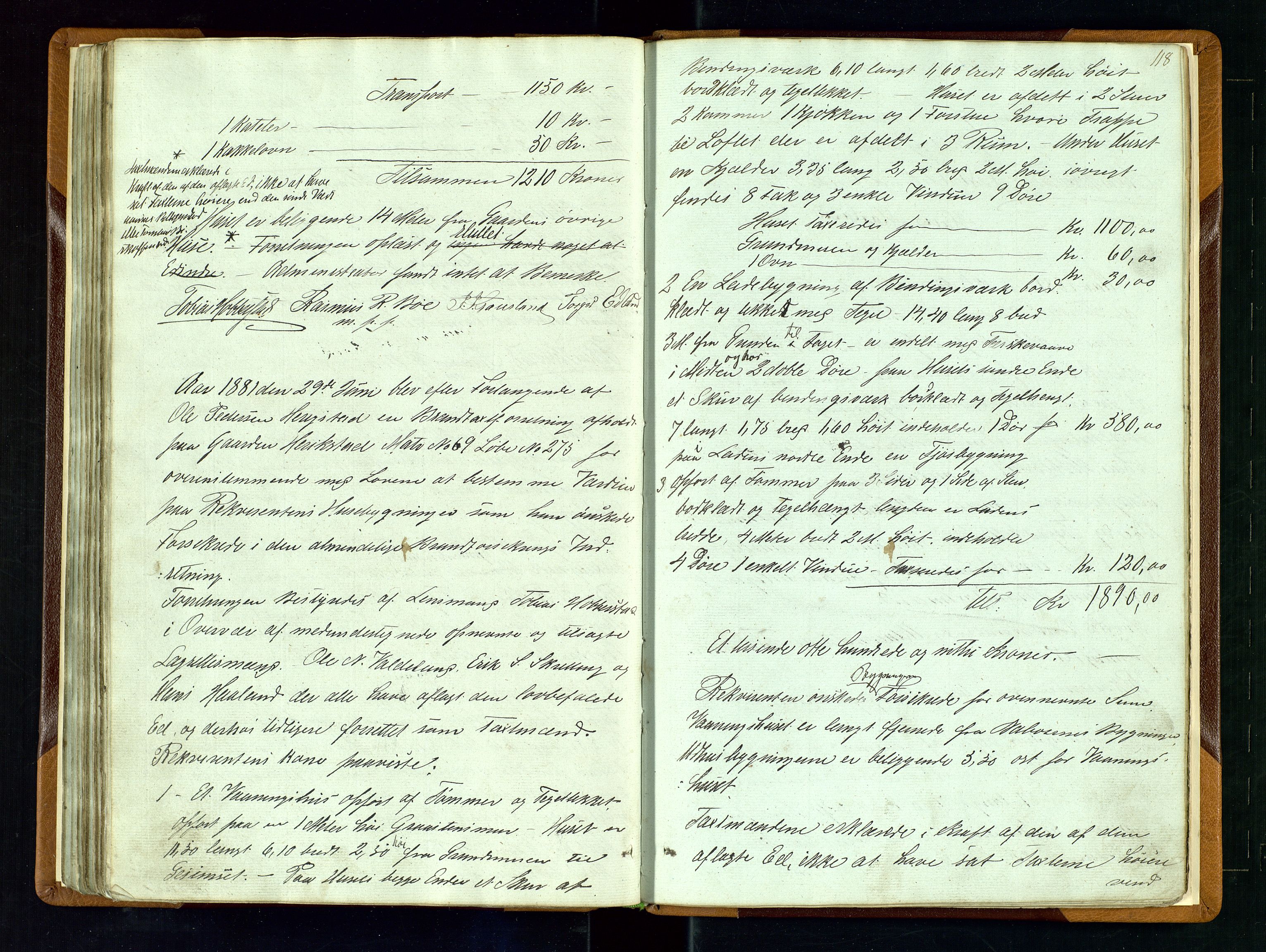 Hå lensmannskontor, AV/SAST-A-100456/Goa/L0001: Takstprotokoll-Valle skipreie, 1846-1883, p. 117b-118a