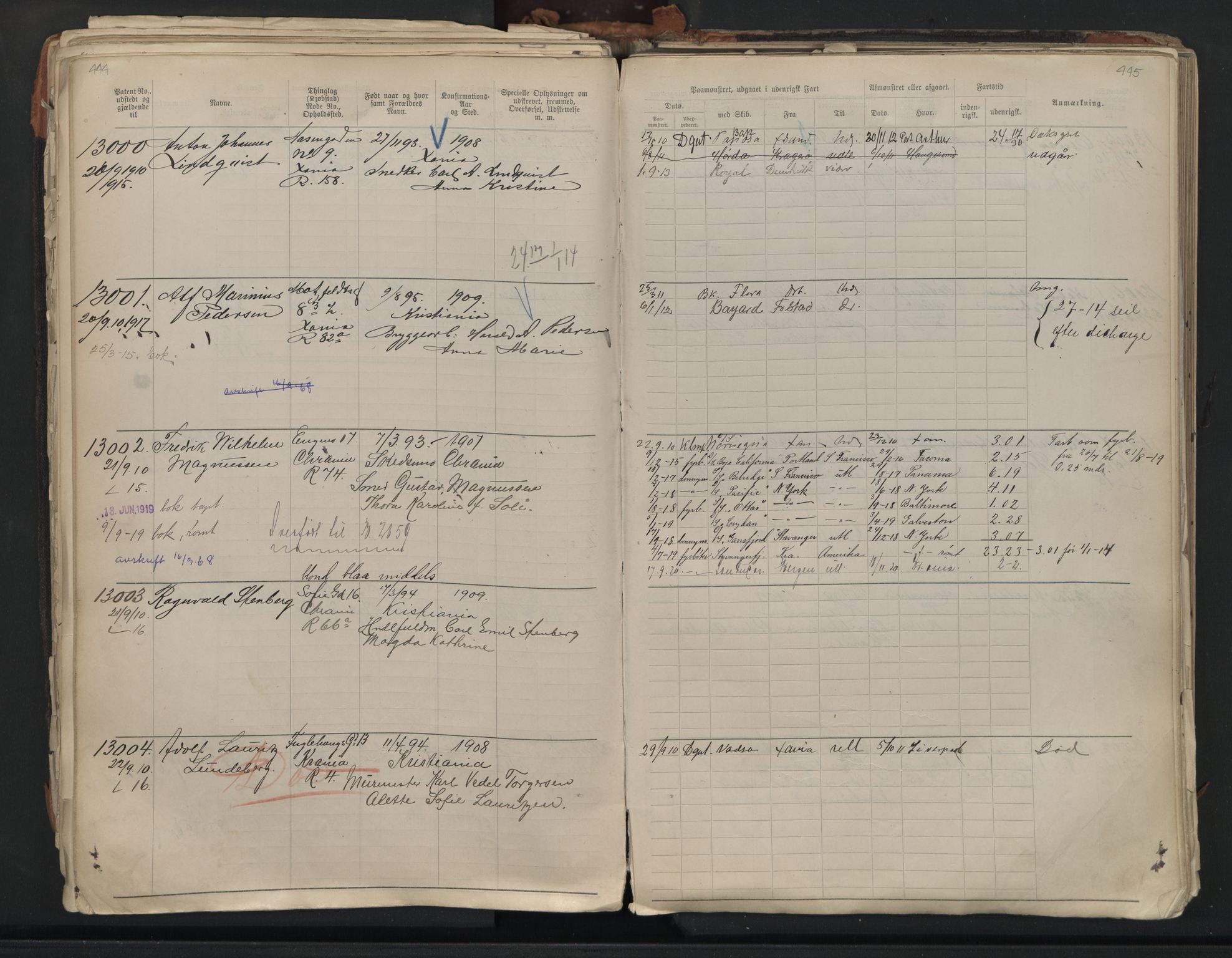 Oslo sjømannskontor, AV/SAO-A-10595/F/Fb/L0001: Annotasjonsrulle, 1908-1938, p. 444-445