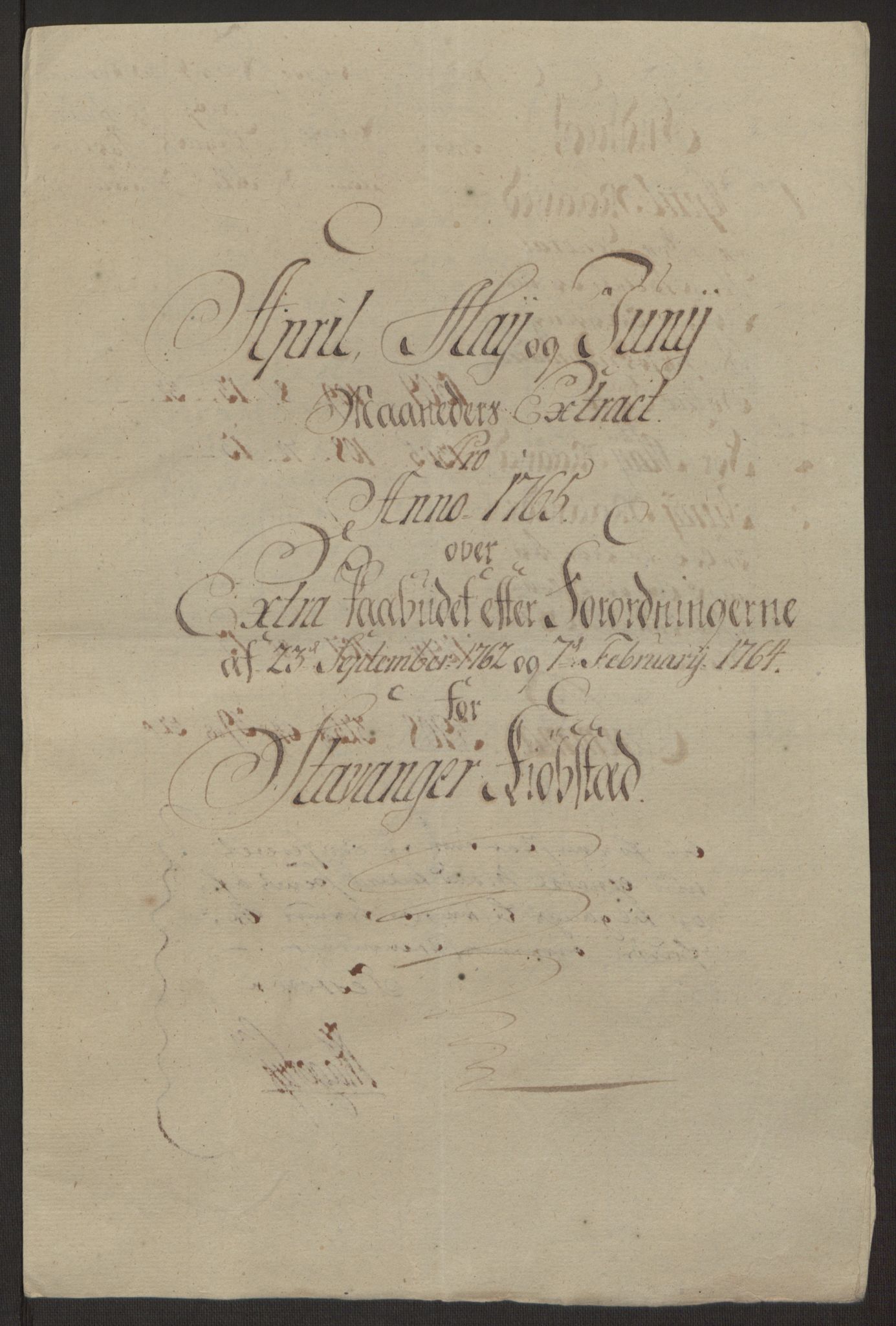 Rentekammeret inntil 1814, Reviderte regnskaper, Byregnskaper, AV/RA-EA-4066/R/Ro/L0305/0001: [O6] Kontribusjonsregnskap / Ekstraskatt, 1762-1768, p. 118