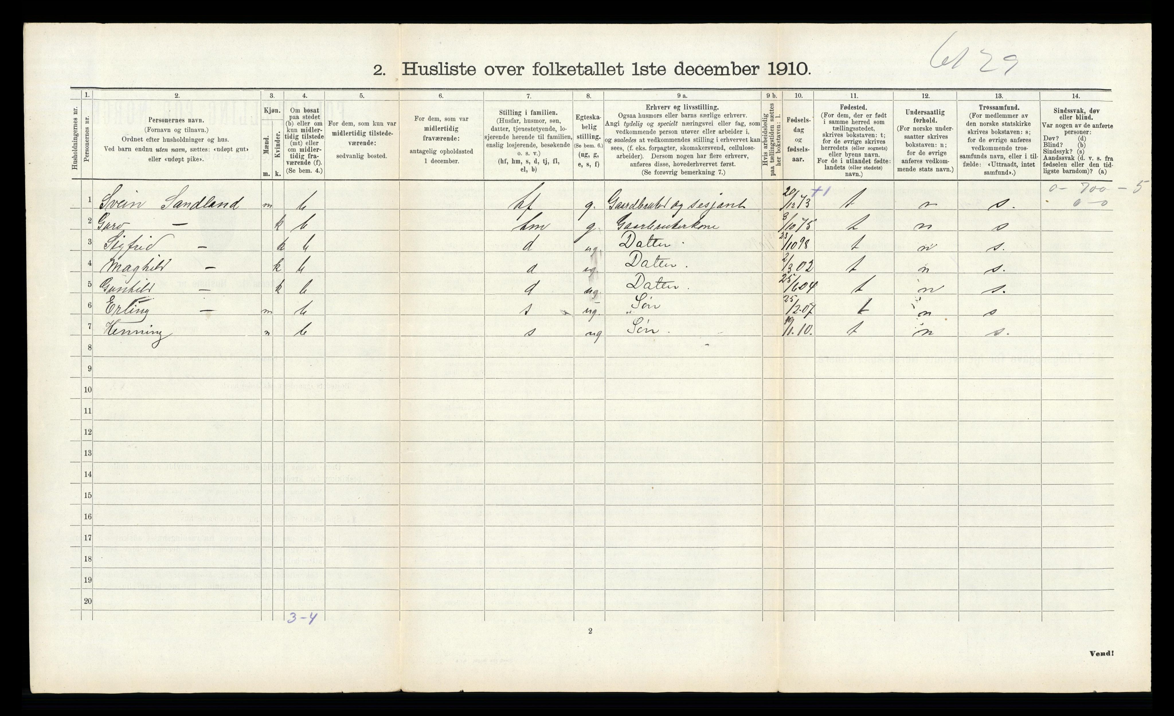 RA, 1910 census for Kviteseid, 1910, p. 1135