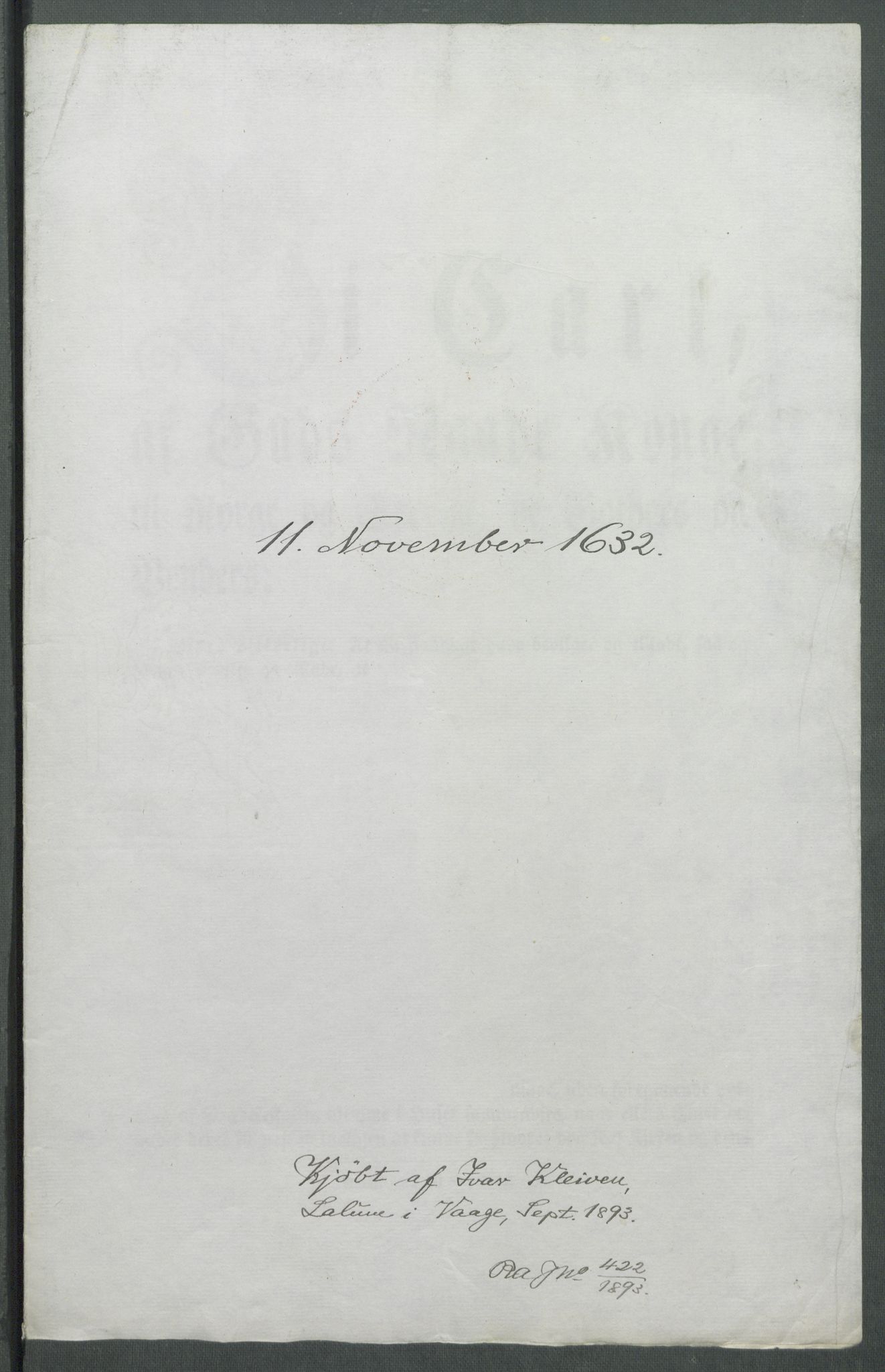 Riksarkivets diplomsamling, RA/EA-5965/F02/L0143: Dokumenter, 1632, p. 62