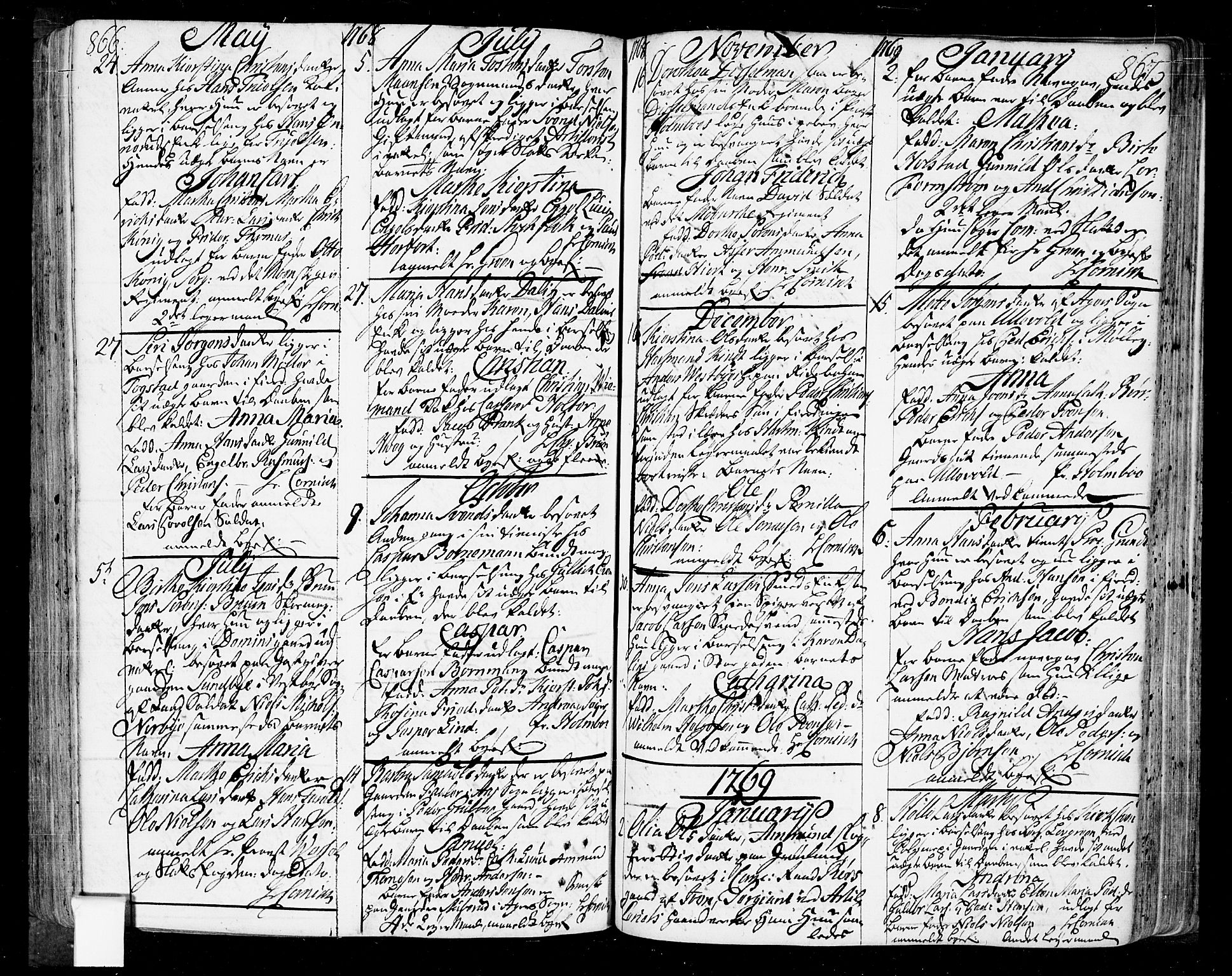 Oslo domkirke Kirkebøker, SAO/A-10752/F/Fa/L0004: Parish register (official) no. 4, 1743-1786, p. 866-867