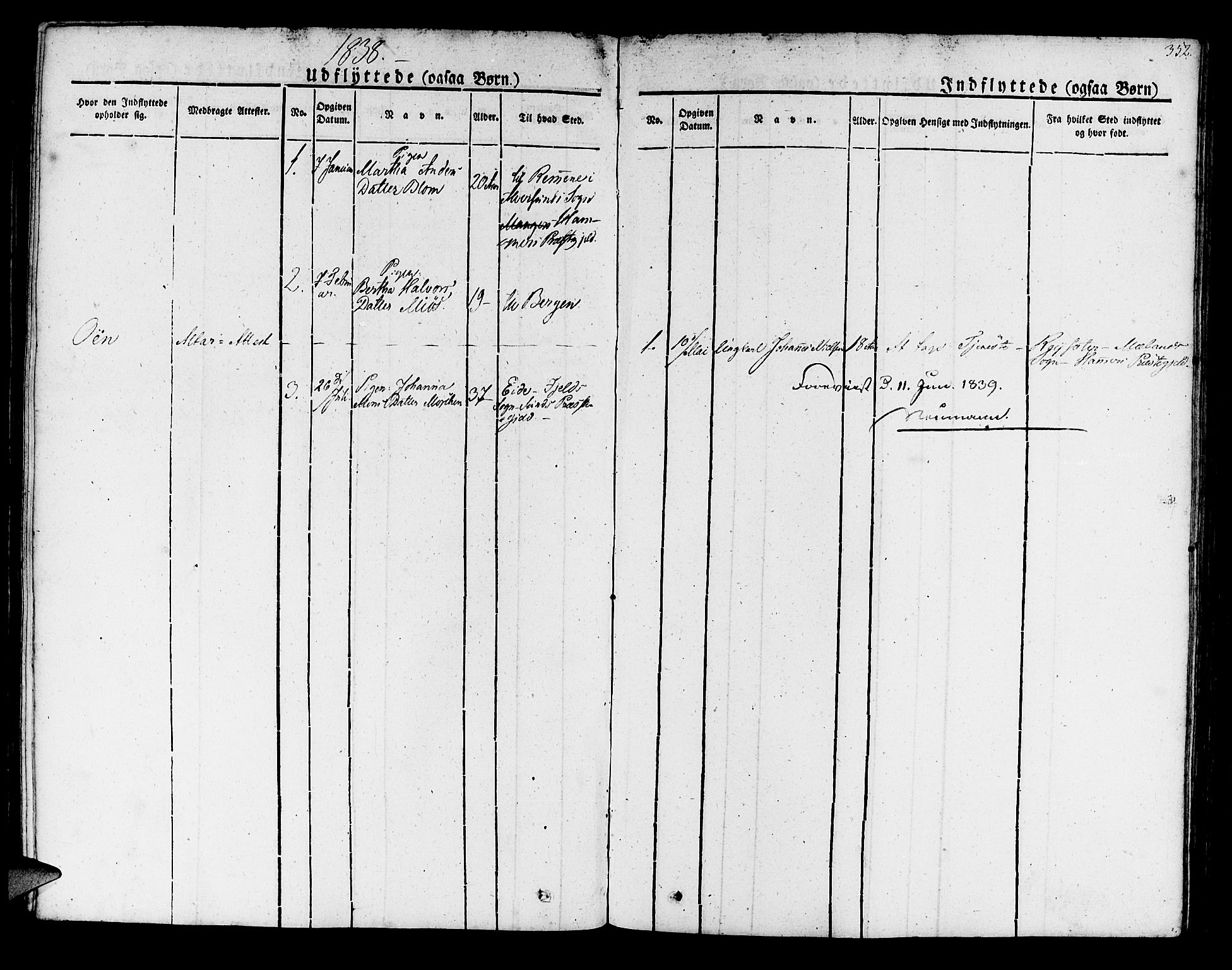 Manger sokneprestembete, AV/SAB-A-76801/H/Haa: Parish register (official) no. A 4, 1824-1838, p. 352