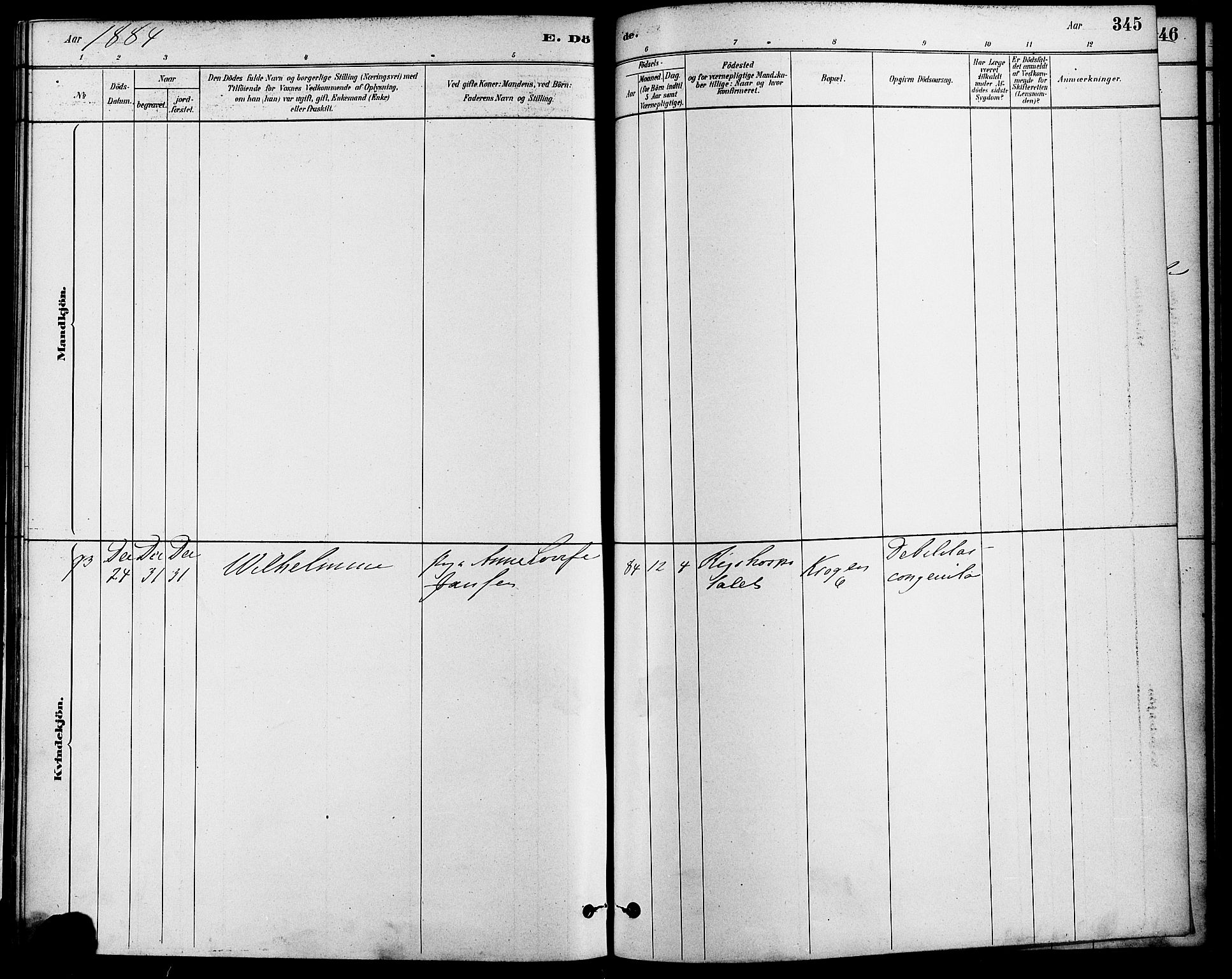 Gamle Aker prestekontor Kirkebøker, SAO/A-10617a/F/L0006: Parish register (official) no. 6, 1880-1887, p. 345