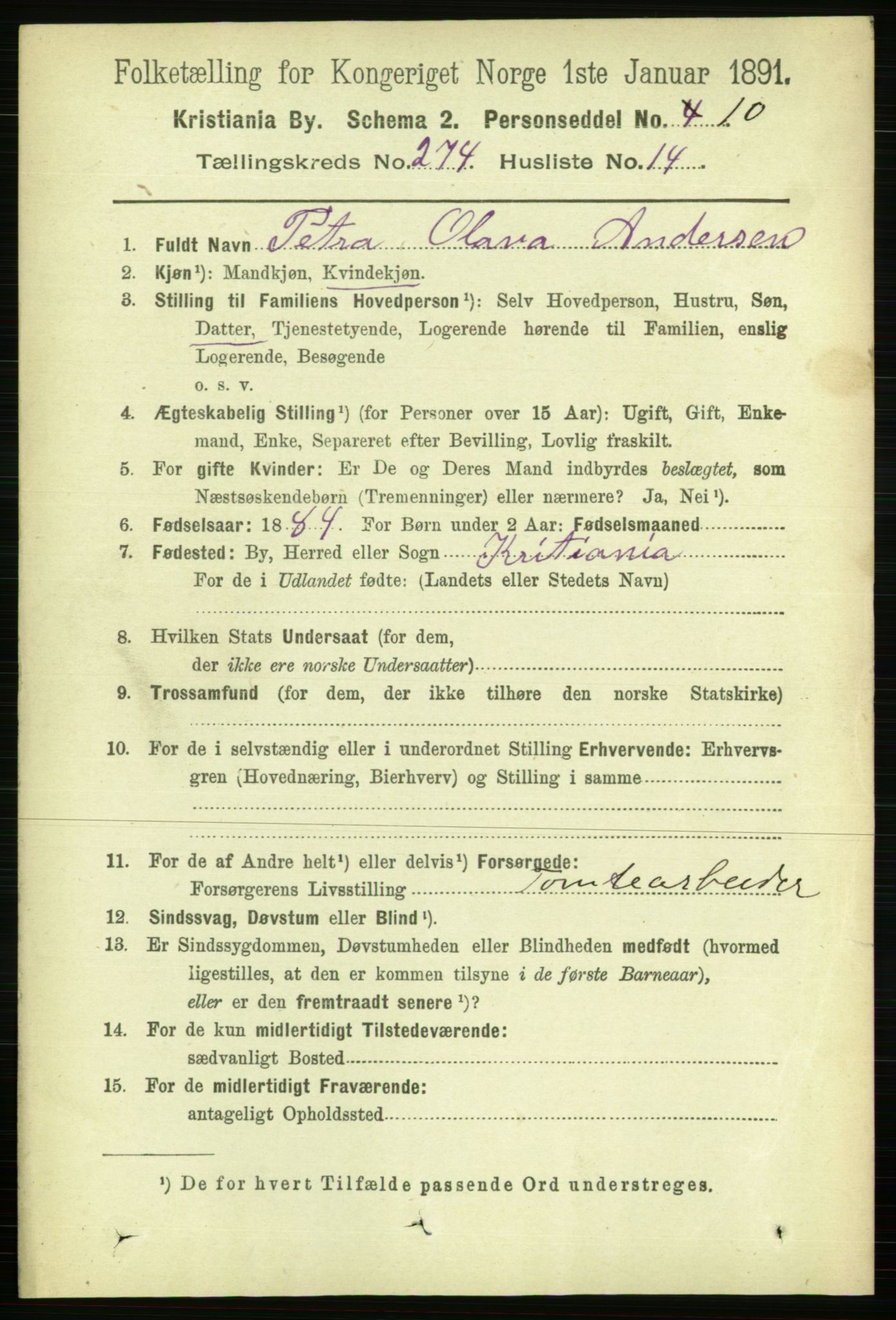 RA, 1891 census for 0301 Kristiania, 1891, p. 166622