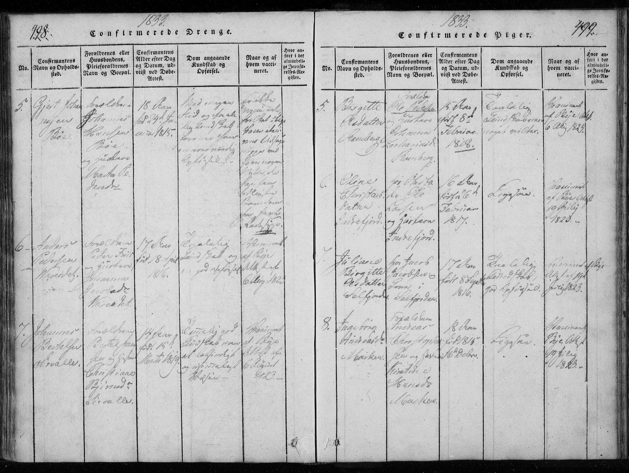 Ministerialprotokoller, klokkerbøker og fødselsregistre - Nordland, AV/SAT-A-1459/885/L1201: Parish register (official) no. 885A02, 1820-1837, p. 498-499