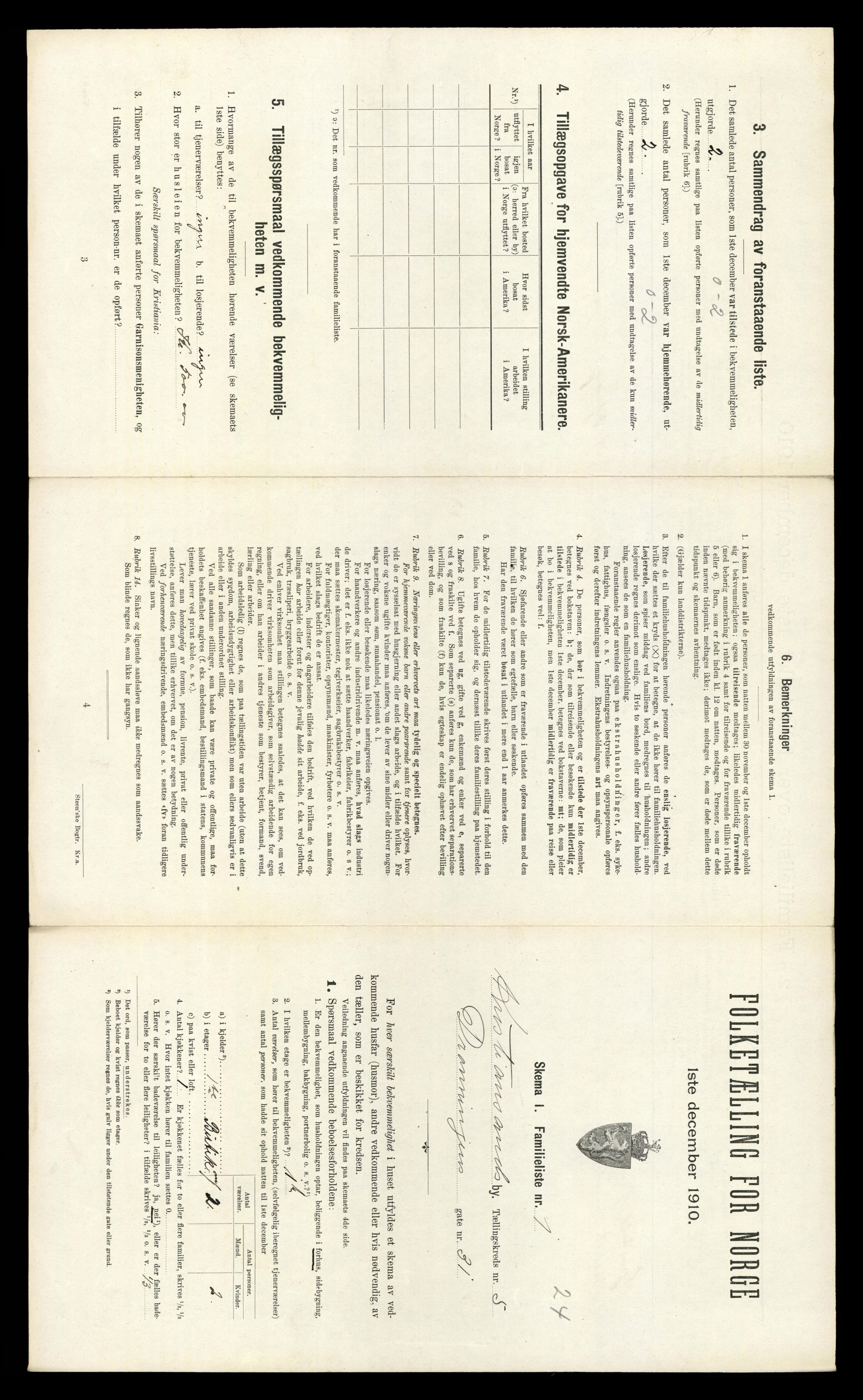 RA, 1910 census for Kristiansand, 1910, p. 1156