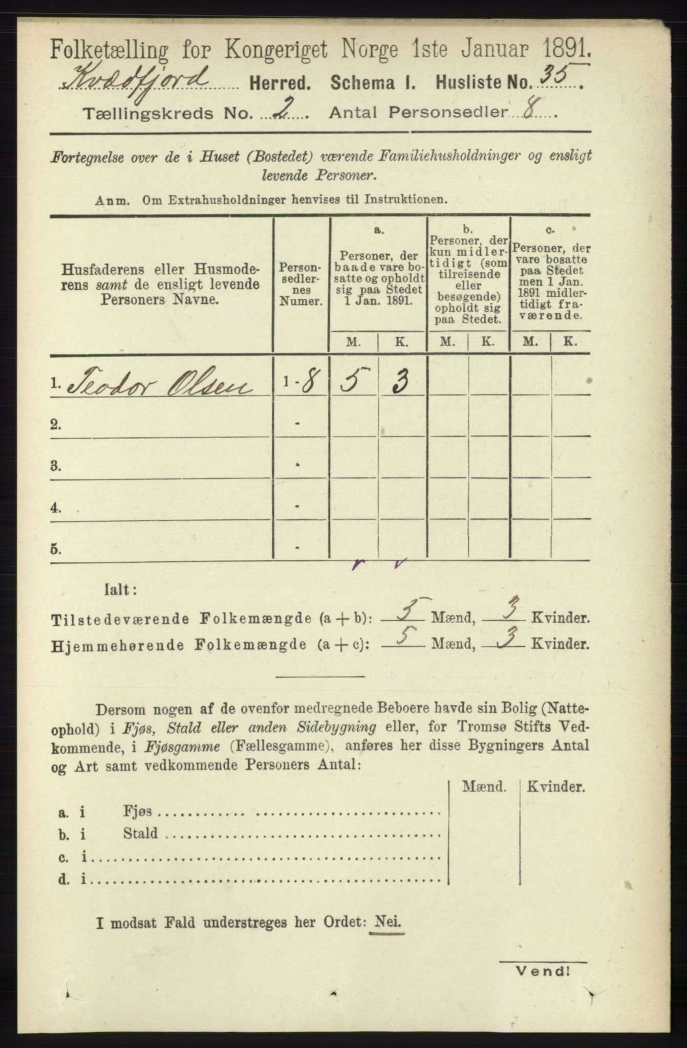 RA, 1891 census for 1911 Kvæfjord, 1891, p. 662