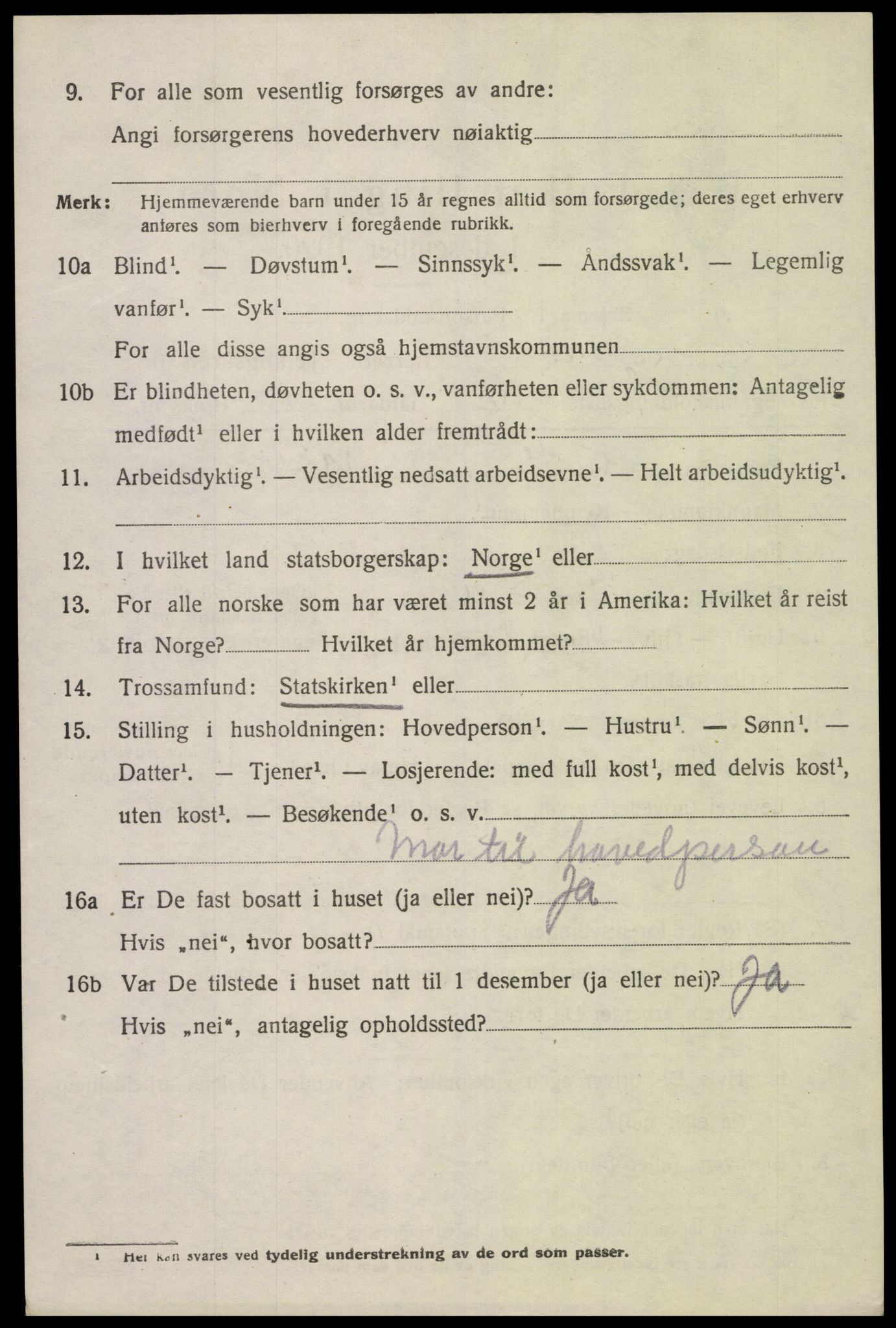 SAK, 1920 census for Spangereid, 1920, p. 2246