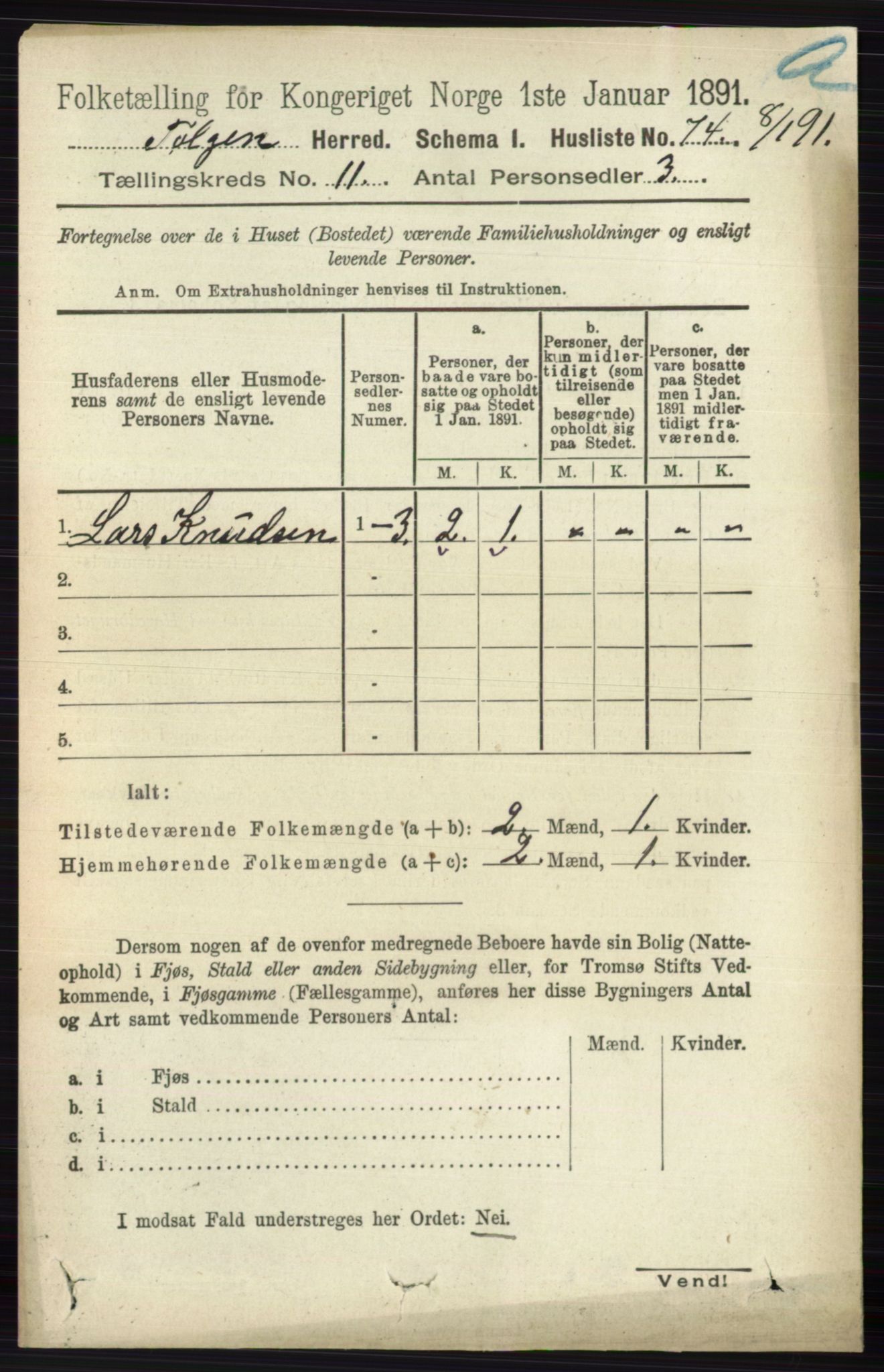 RA, 1891 census for 0436 Tolga, 1891, p. 3218