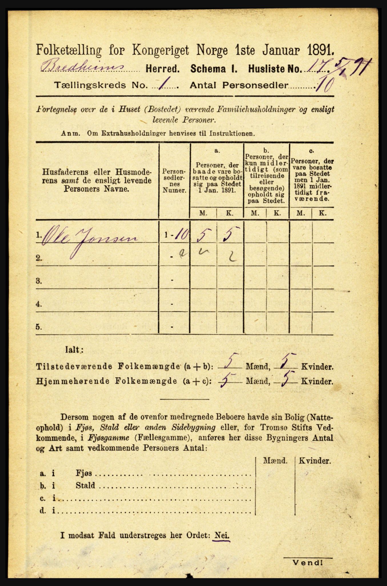 RA, 1891 census for 1446 Breim, 1891, p. 35